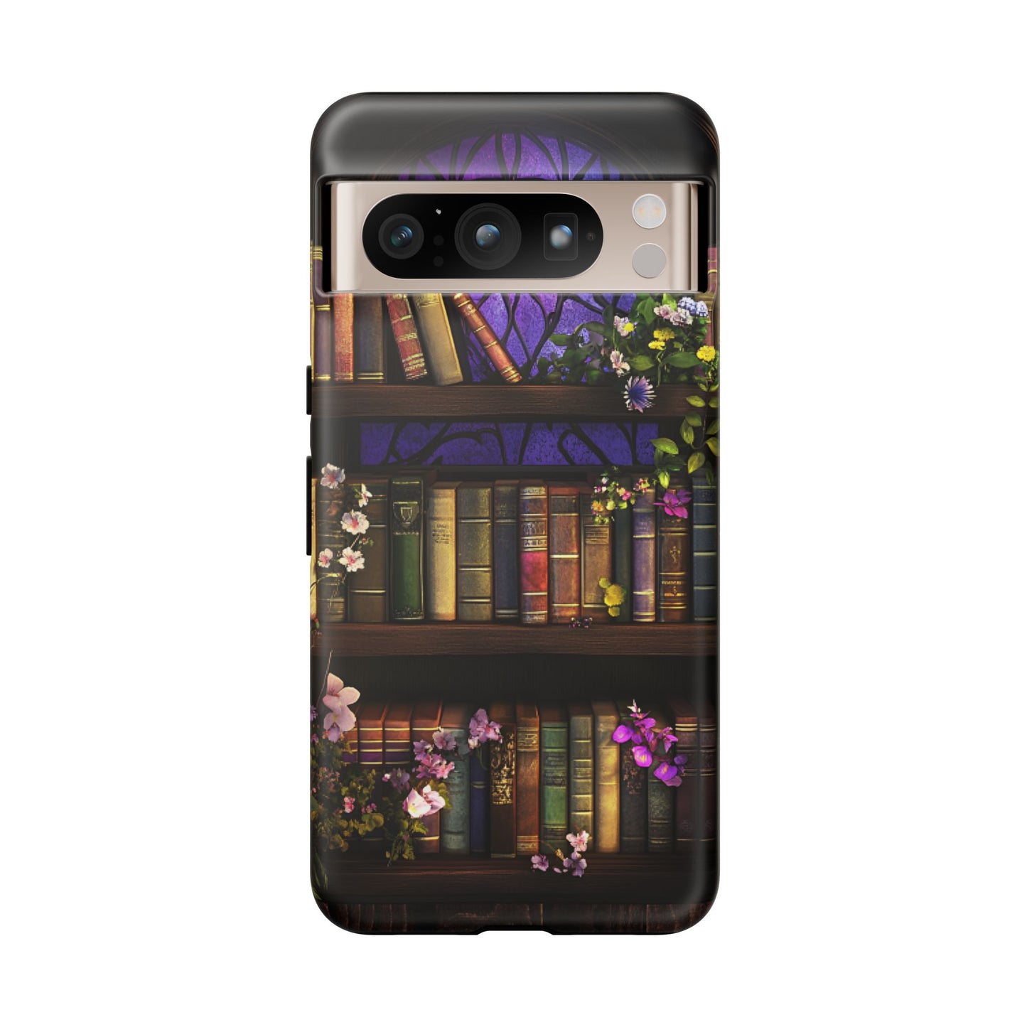 Bookshelf Phone Case - Dark Academia Stained Glass Phone Cases - iPhone 16 15 14 13 12 11, Samsung Galaxy & Google Pixel Phone Covers