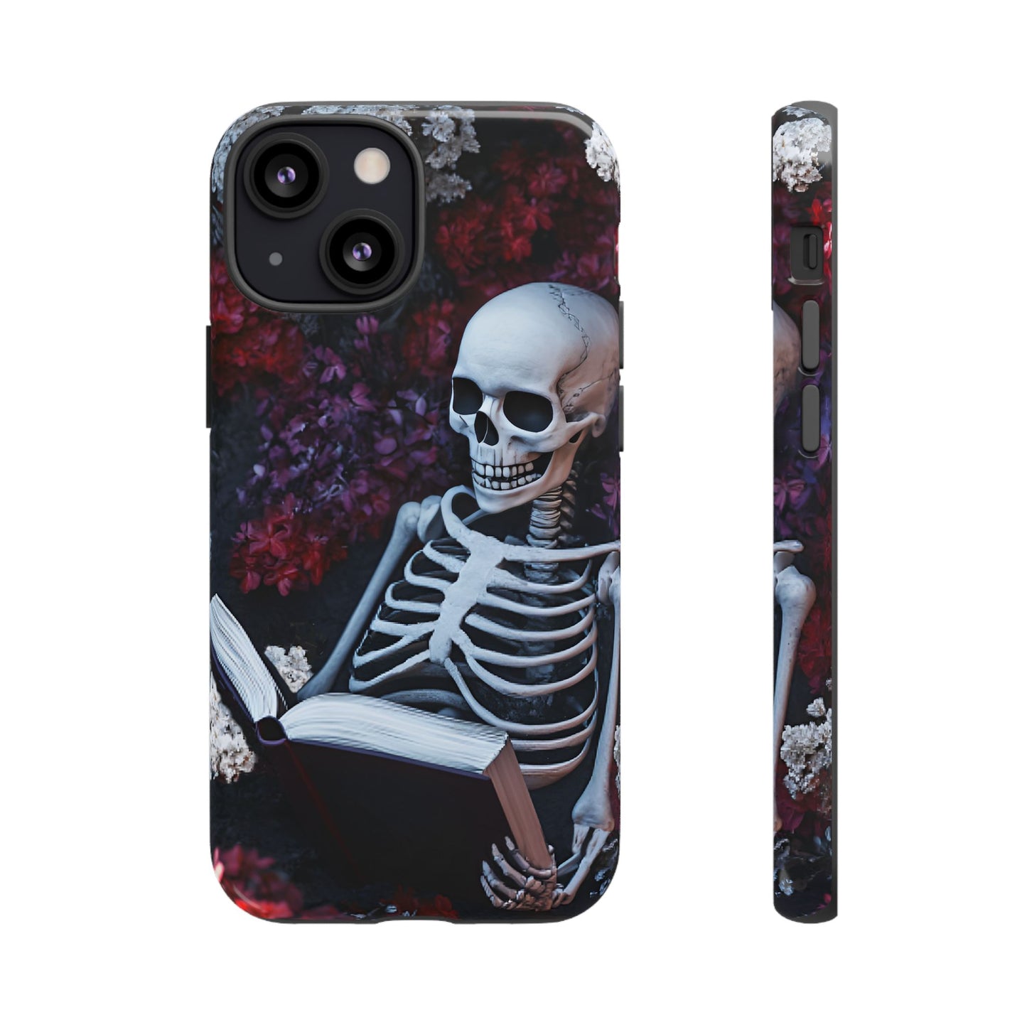 Skeleton Reading Book Phone Case - Bookish Halloween Phone Cases for iPhone 16 15 14 13 12 11, Samsung Galaxy & Google Pixel