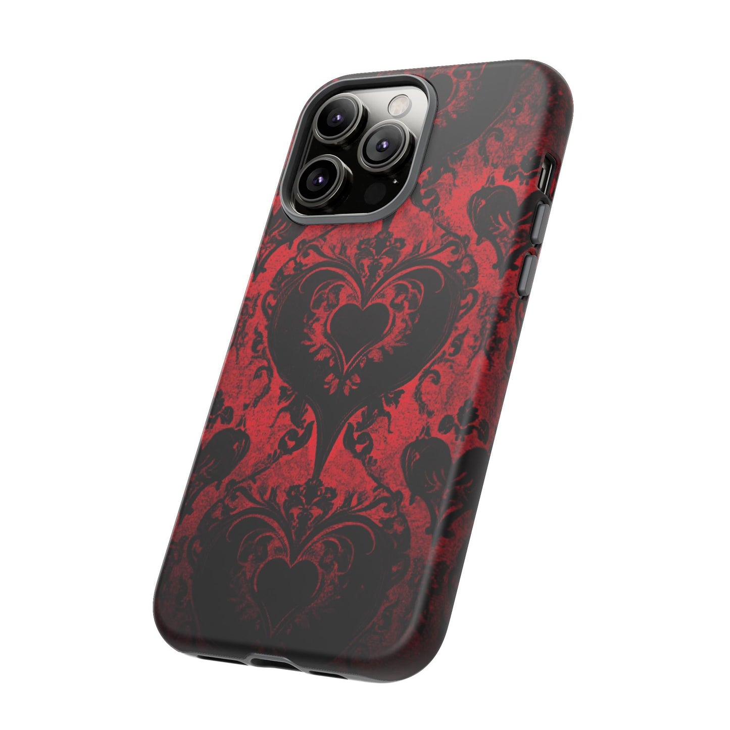 Gothic Dark Romance Phone Case - Black Hearts Phone Cover for iPhone 16 15 14 13 12 11, Samsung Galaxy & Google Pixel