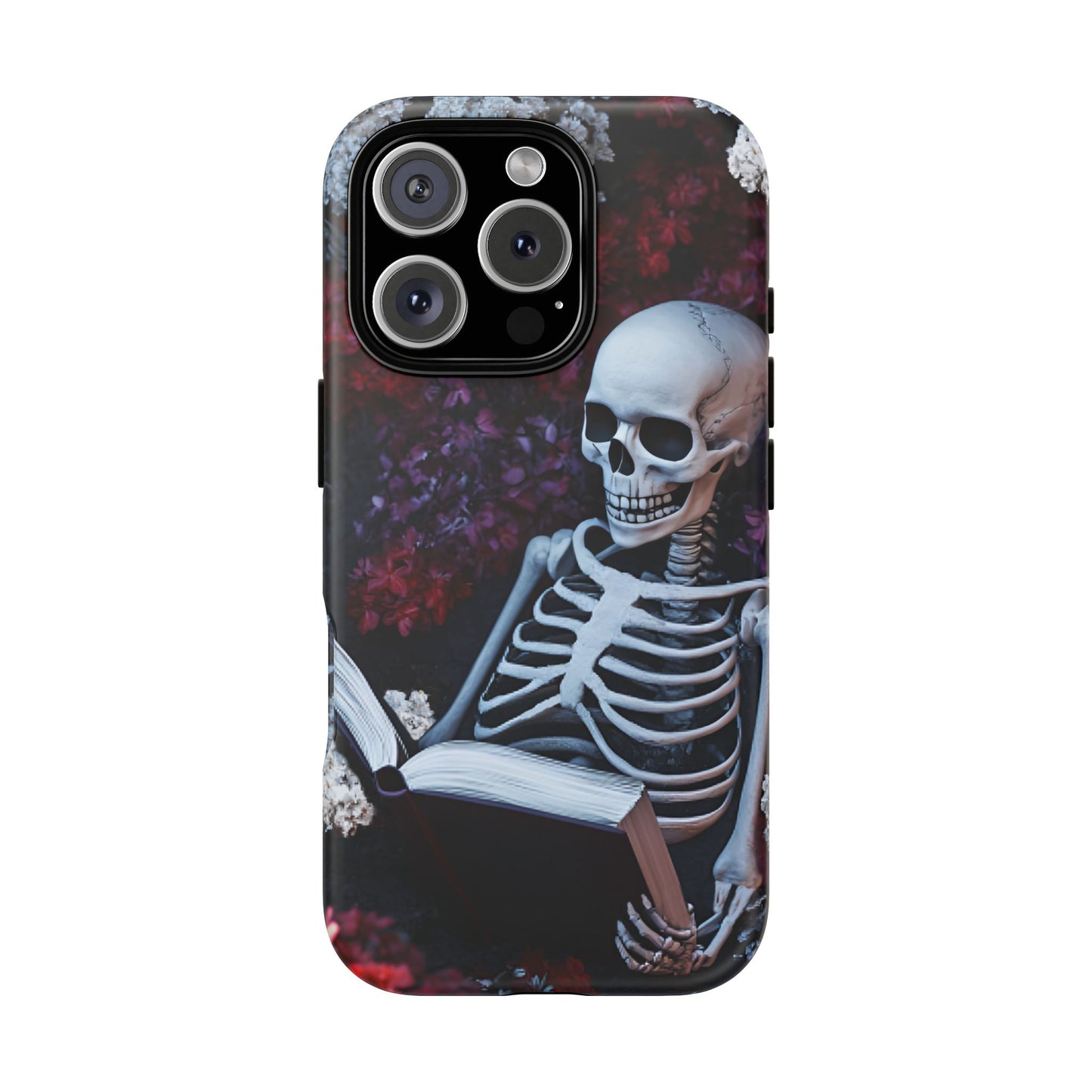 Skeleton Reading Book Phone Case - Bookish Halloween Phone Cases - iPhone 16 15 14 13 12 11, Samsung Galaxy & Google Pixel Phone Covers