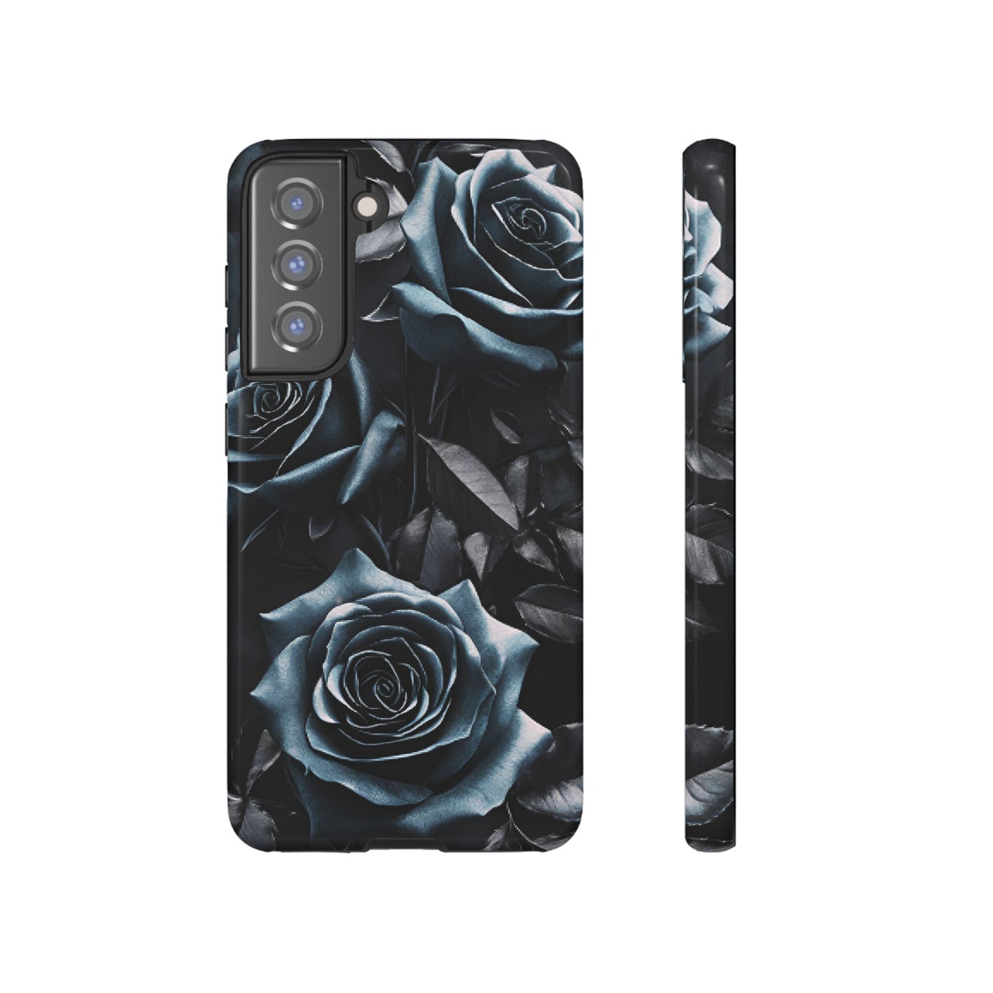 Black and Blue Roses Phone Case - Dark and Moody Gothic Flower Phone Cases - iPhone 16 15 14 13 12 11, Samsung Galaxy & Google Pixel Phone Covers