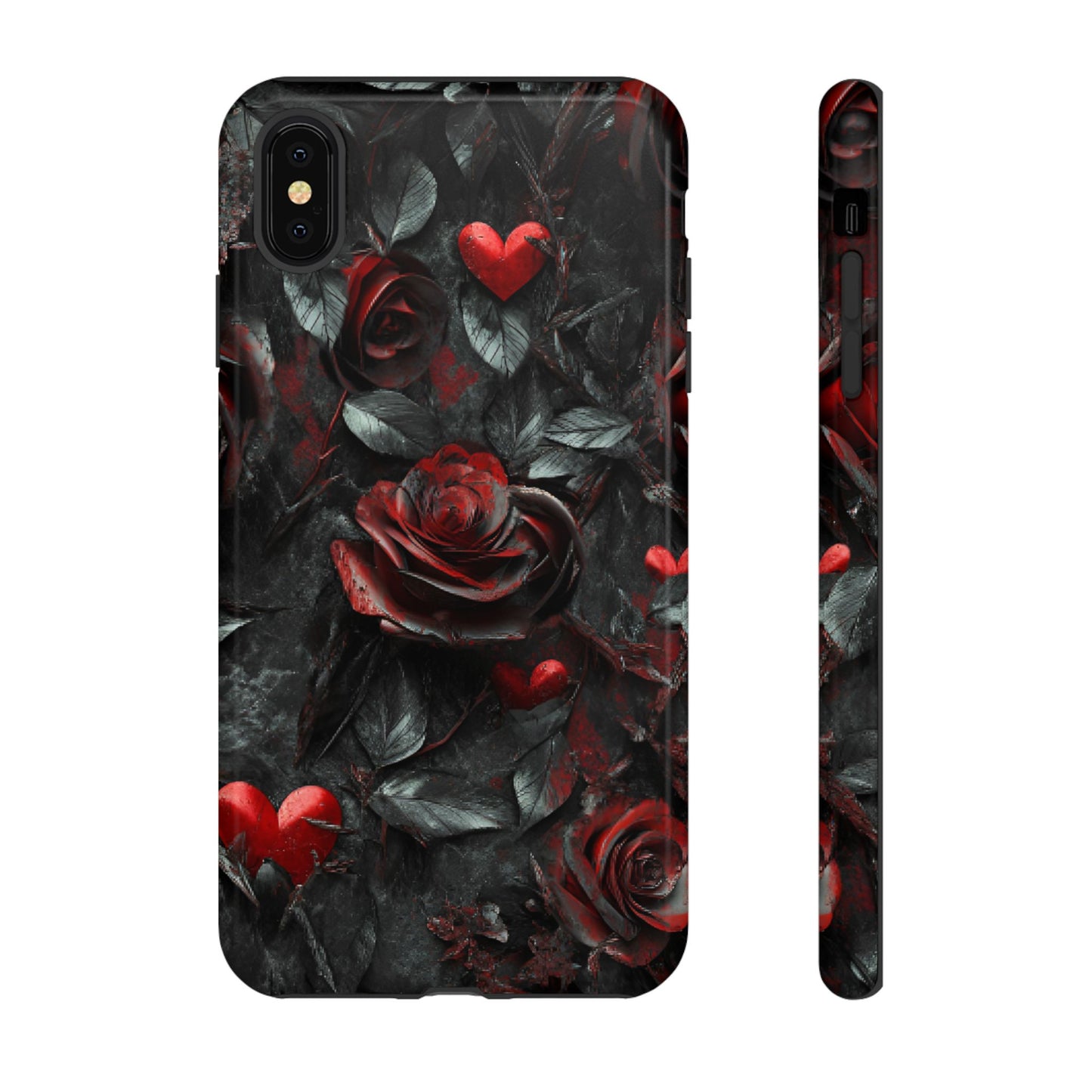 Gothic Valentine Phone Case - Dark Romance Roses and Hearts - iPhone 16 15 14 13 12 11, Samsung Galaxy & Google Pixel Phone Covers - Boo and Bewear