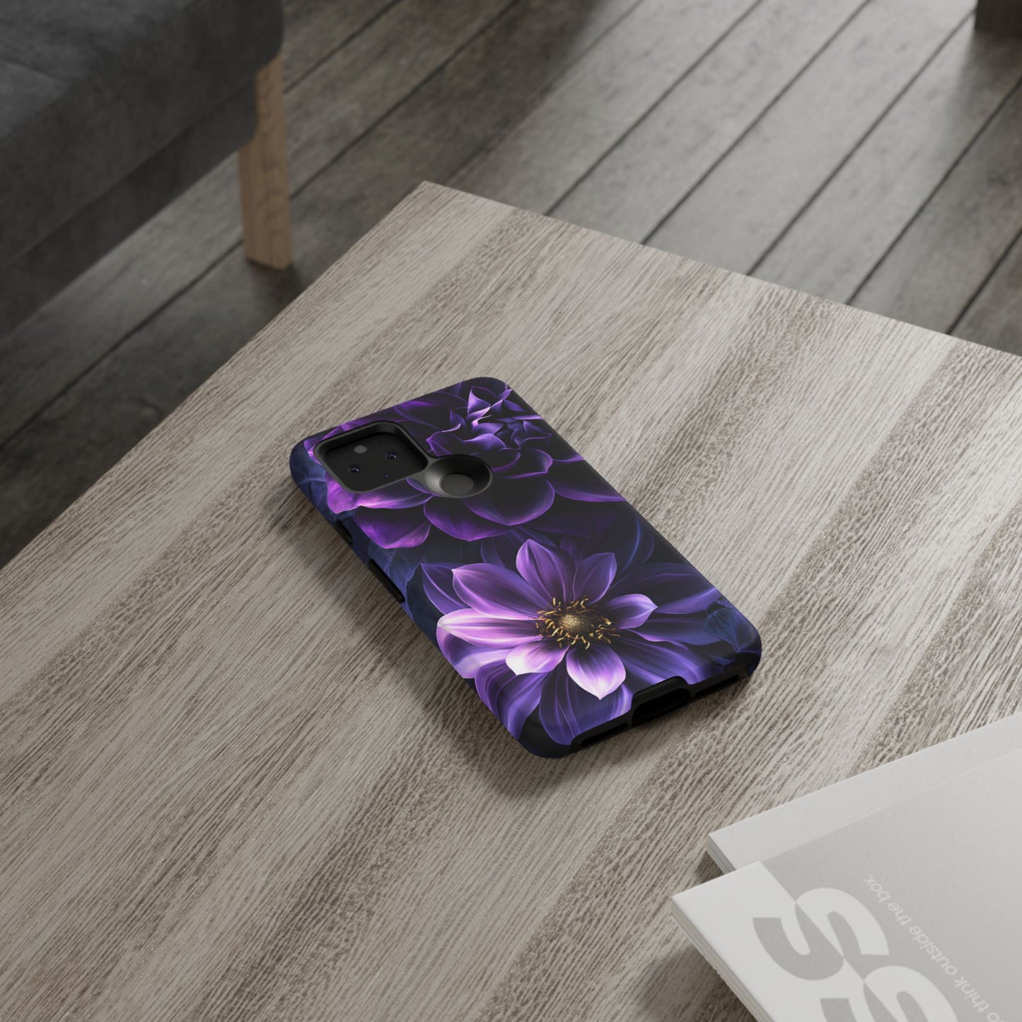 Black and Purple Flowers Phone Case - Dark Gothic Bloom Phone Cases - iPhone 16 15 14 13 12 11, Samsung Galaxy & Google Pixel Phone Covers