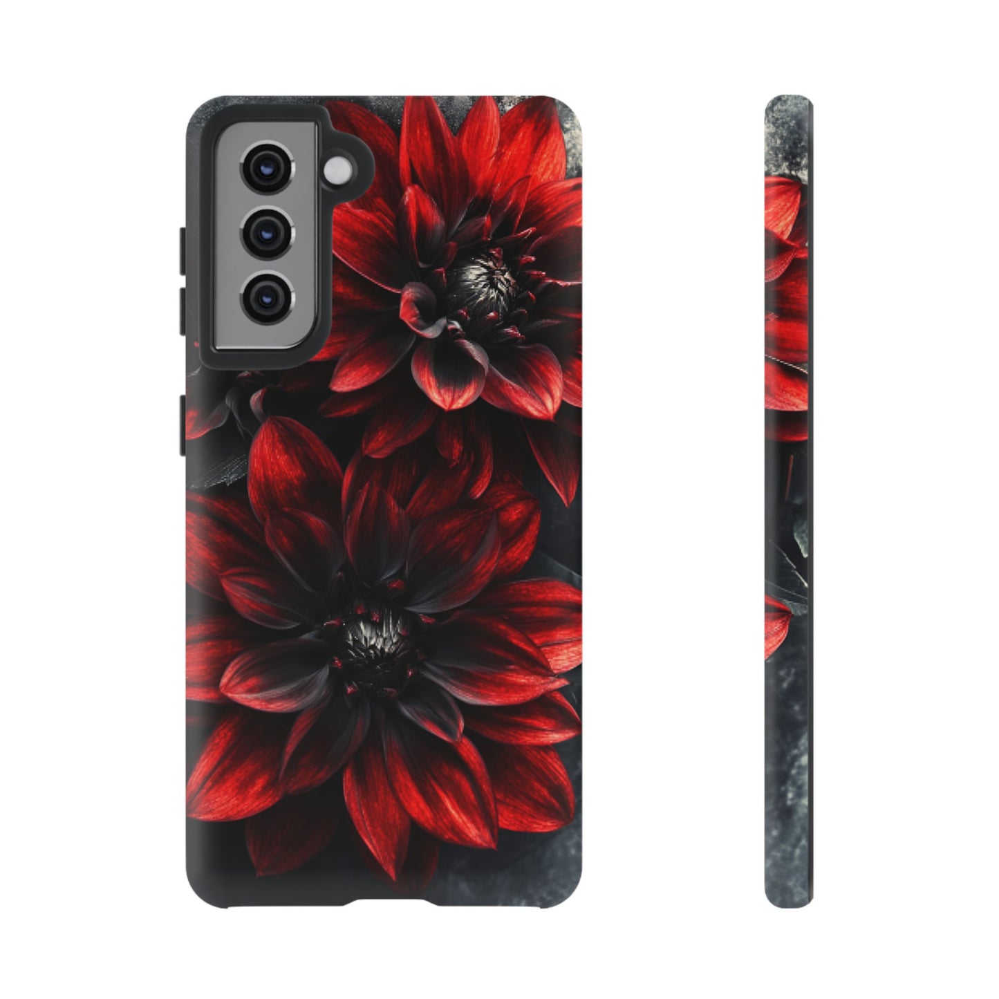 Black and Red Flower Phone Case - Gothic Dark Floral Phone Cases - iPhone 16 15 14 13 12 11, Samsung Galaxy & Google Pixel Phone Covers