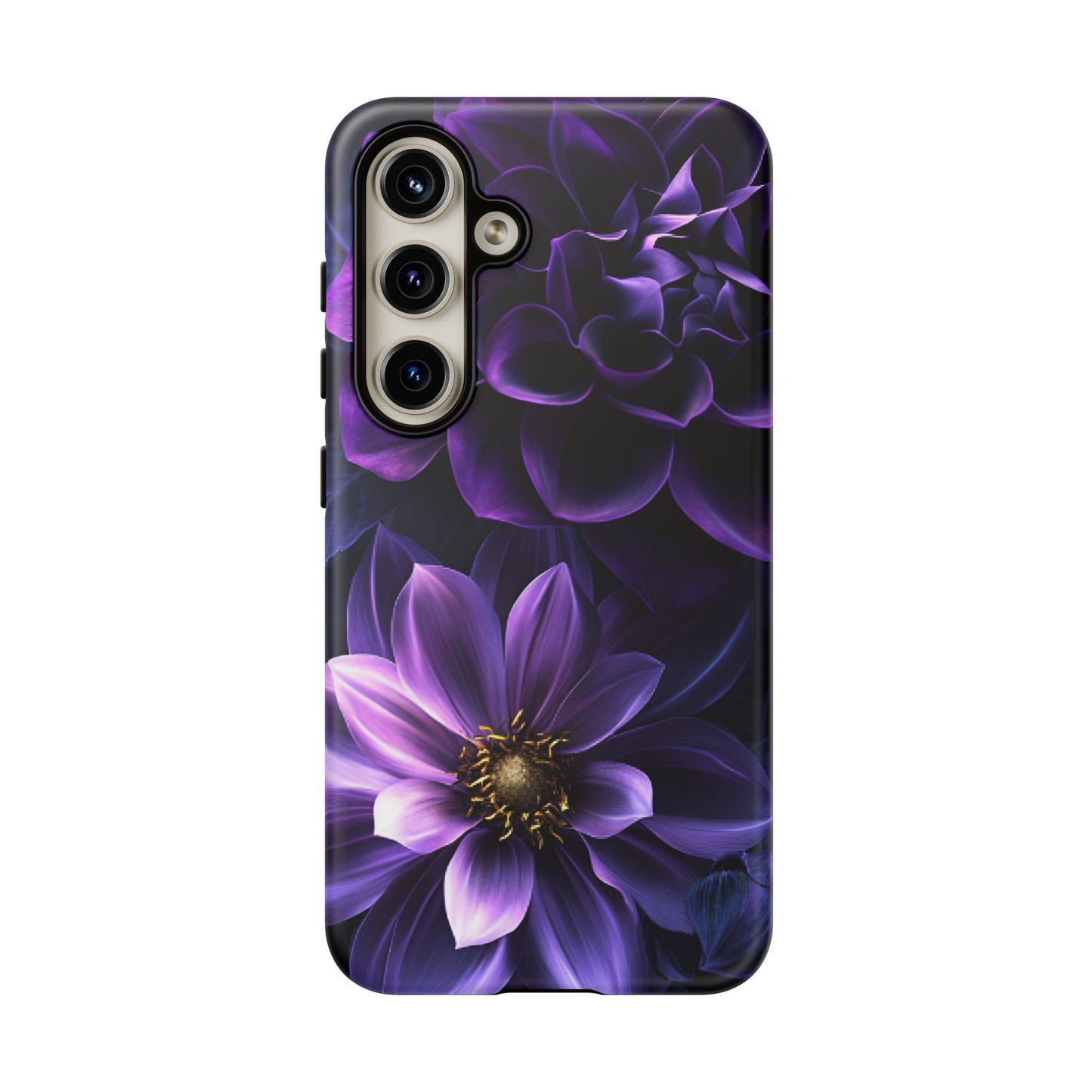 Black and Purple Flowers Phone Case - Dark Gothic Bloom Phone Cases - iPhone 16 15 14 13 12 11, Samsung Galaxy & Google Pixel Phone Covers