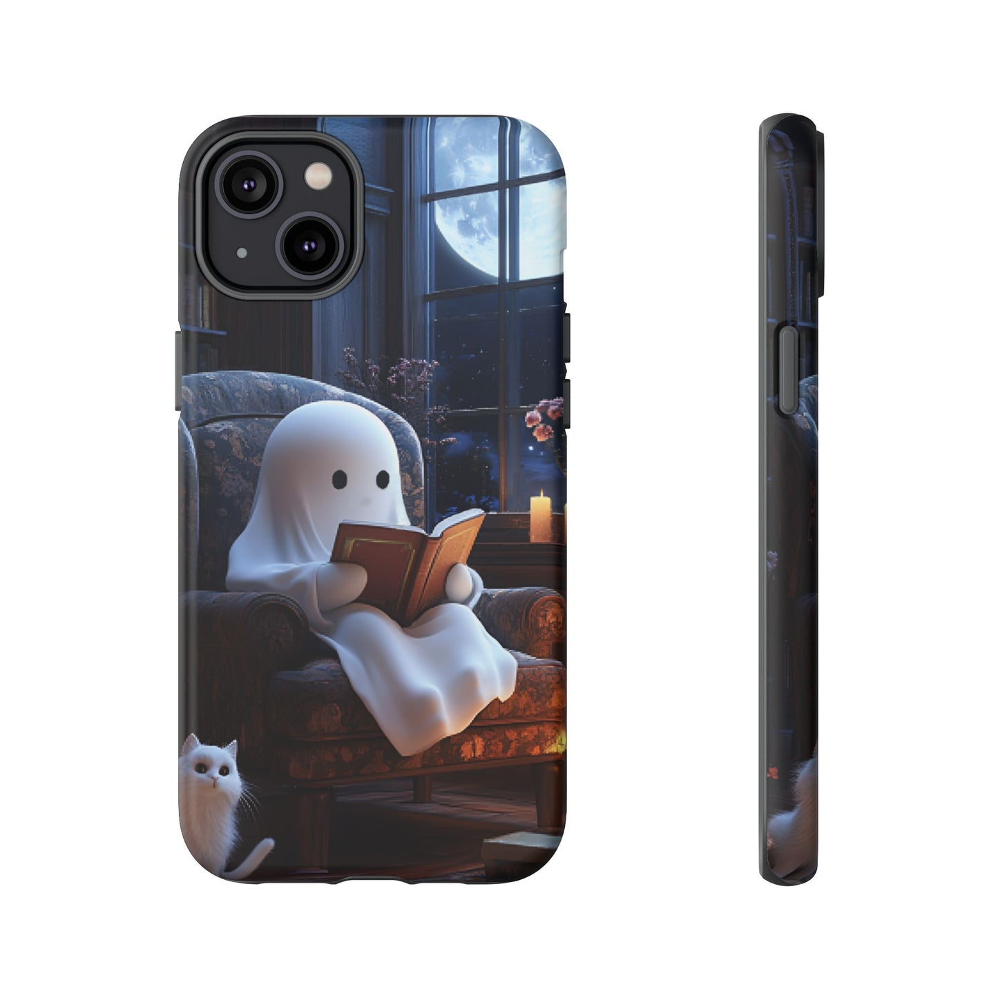 Ghost Reading Book Phone Case - Bookish Halloween Phone Cases for iPhone 16 15 14 13 12 11, Samsung Galaxy & Google Pixel