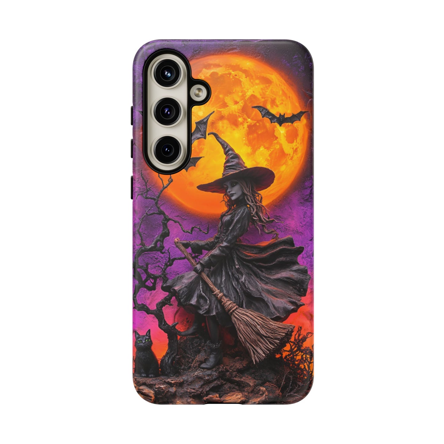 Witch and Bats Phone Case - Witchy Halloween Phone Cases - iPhone 16 15 14 13 12 11, Samsung Galaxy & Google Pixel Phone Covers