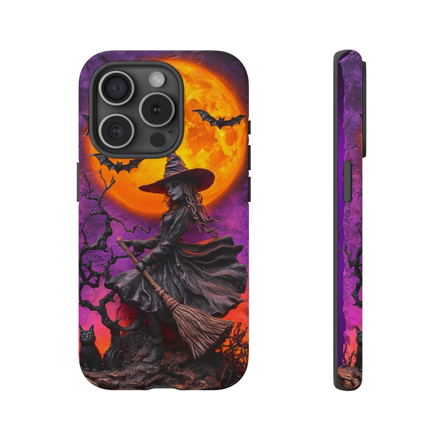 Witch and Bats Phone Case - Witchy Halloween Phone Cases - iPhone 16 15 14 13 12 11, Samsung Galaxy & Google Pixel Phone Covers