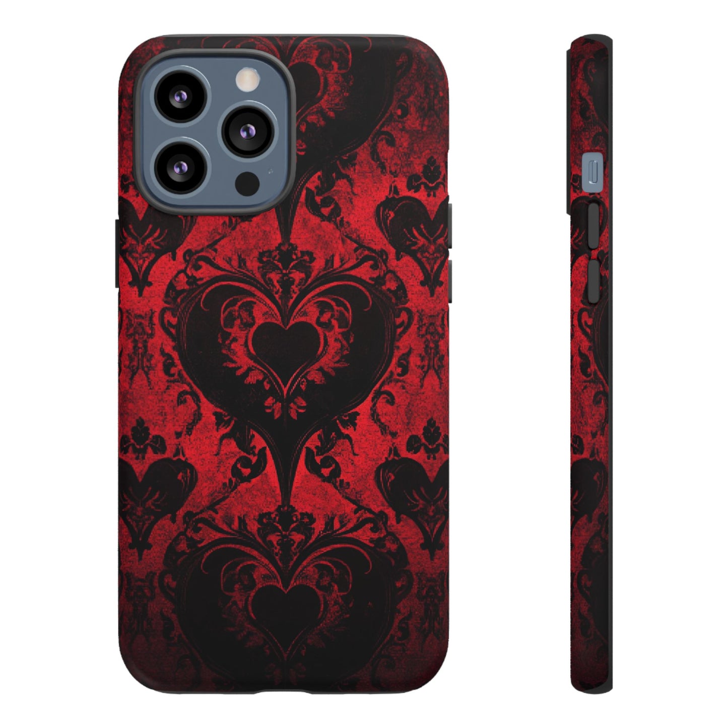 Gothic Dark Romance Phone Case - Black Hearts Phone Cover - iPhone 16 15 14 13 12 11, Samsung Galaxy & Google Pixel Phone Covers