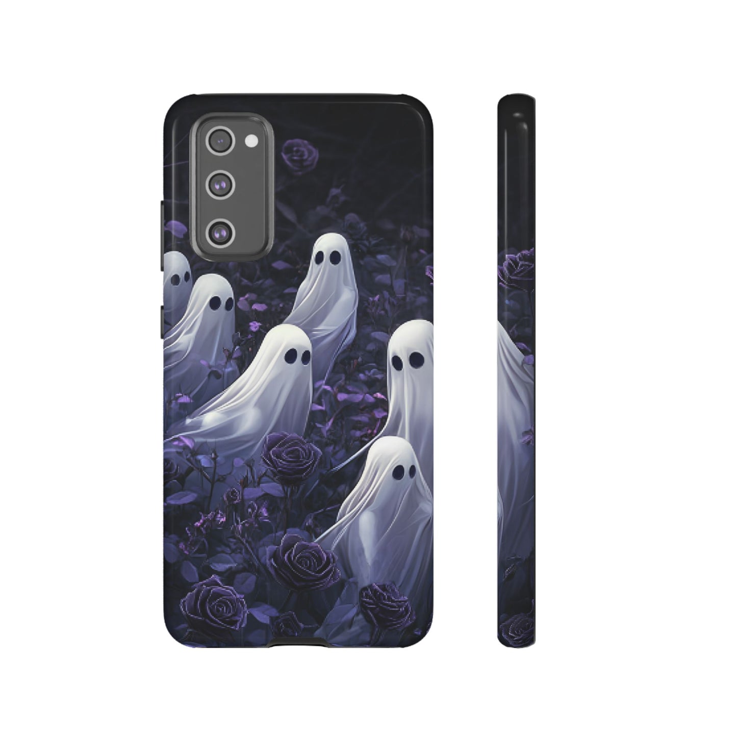 Halloween Phone Case - Ghosts in Purple Rose Garden for iPhone 16 15 14 13 12 11, Samsung Galaxy & Google Pixel Phone Covers