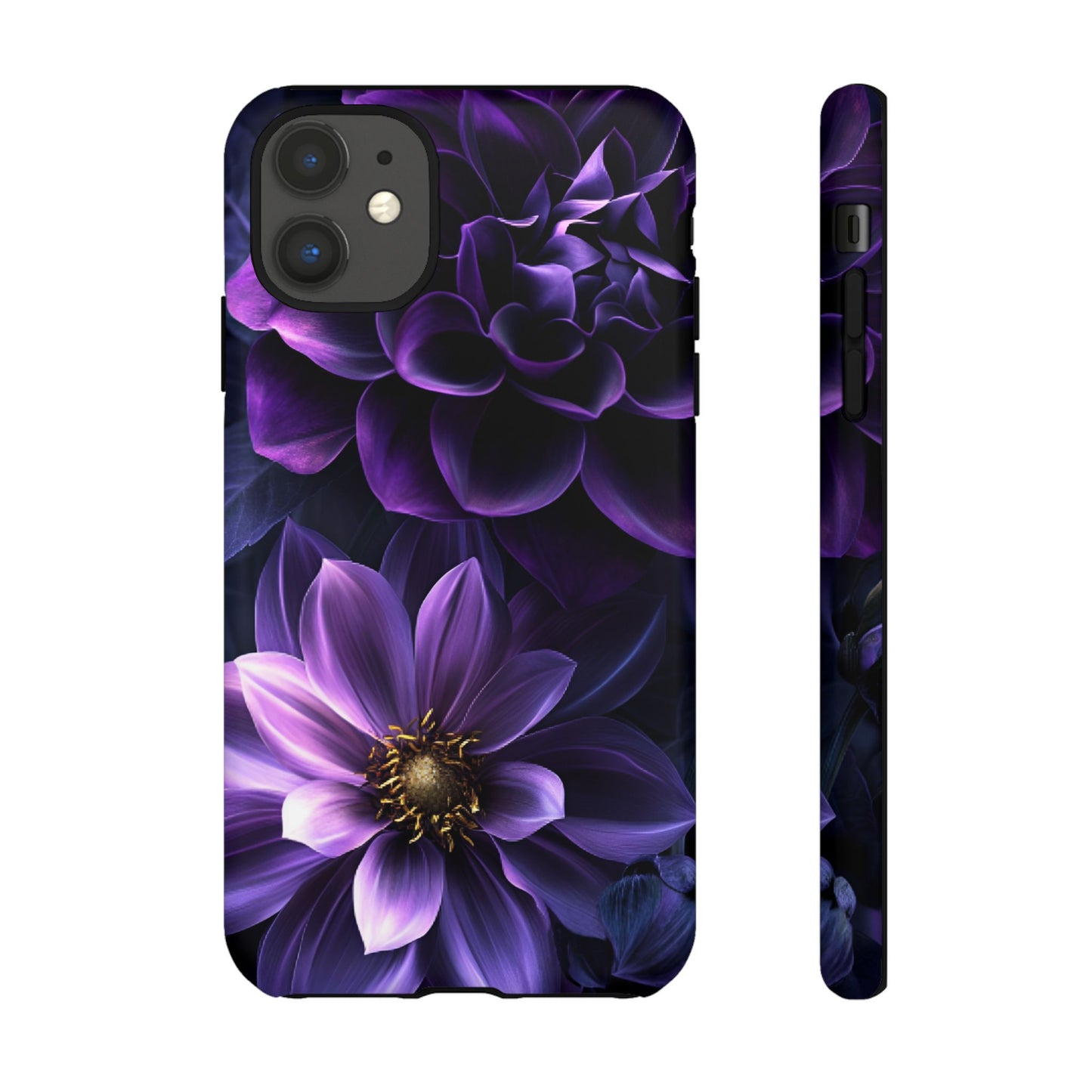 Black and Purple Flowers Phone Case - Dark Gothic Bloom Phone Cases - iPhone 16 15 14 13 12 11, Samsung Galaxy & Google Pixel Phone Covers