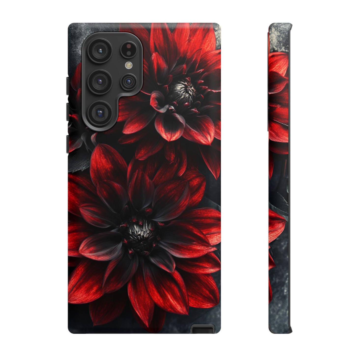 Black and Red Flower Phone Case - Gothic Dark Floral Phone Cases for iPhone 16 15 14 13 12 11, Samsung Galaxy & Google Pixel