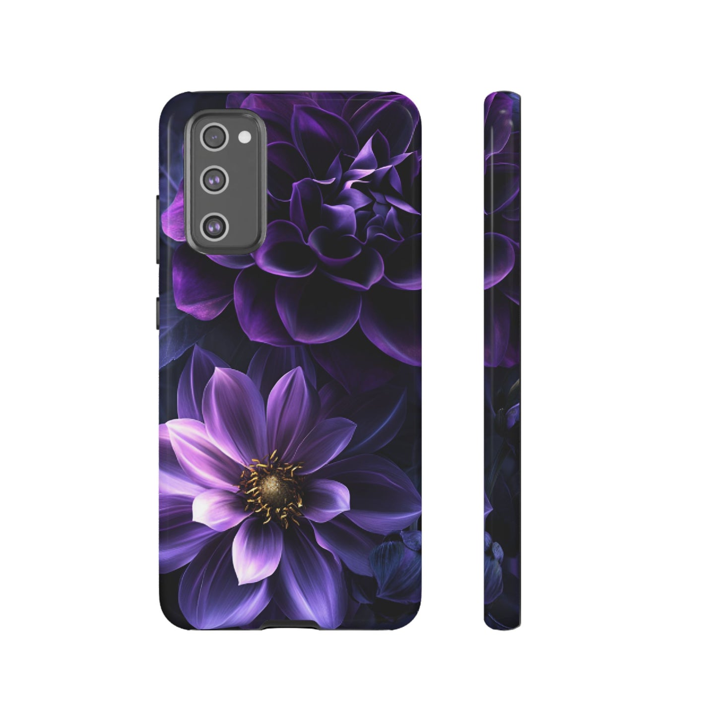 Black and Purple Flowers Phone Case - Dark Gothic Bloom Phone Cases for iPhone 16 15 14 13 12 11, Samsung Galaxy & Google Pixel