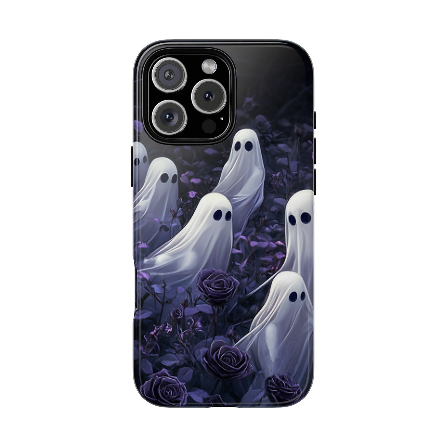 Halloween Phone Case - Ghosts in Purple Rose Garden - iPhone 16 15 14 13 12 11, Samsung Galaxy & Google Pixel Phone Covers