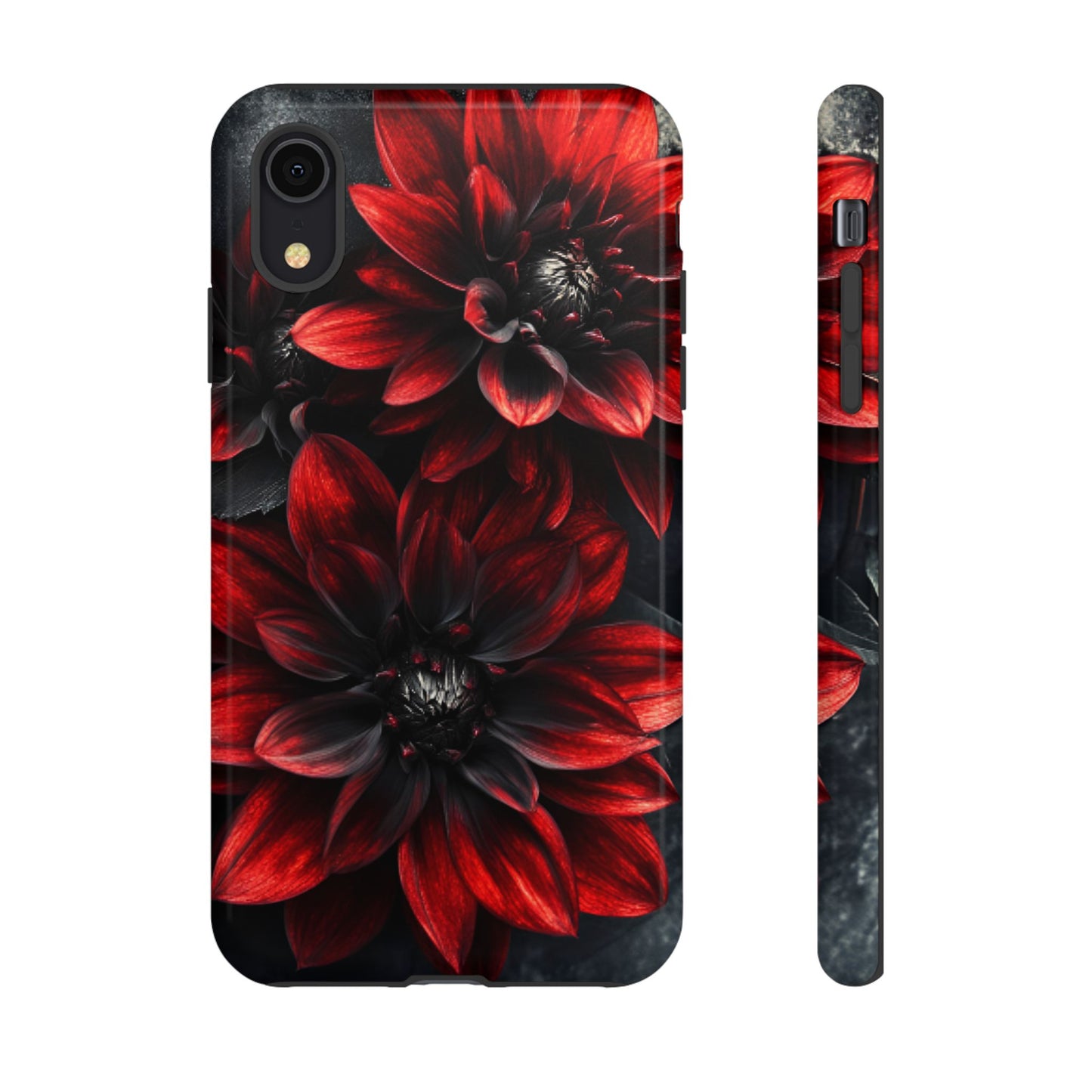 Black and Red Flower Phone Case - Gothic Dark Floral Phone Cases - iPhone 16 15 14 13 12 11, Samsung Galaxy & Google Pixel Phone Covers - Boo and Bewear