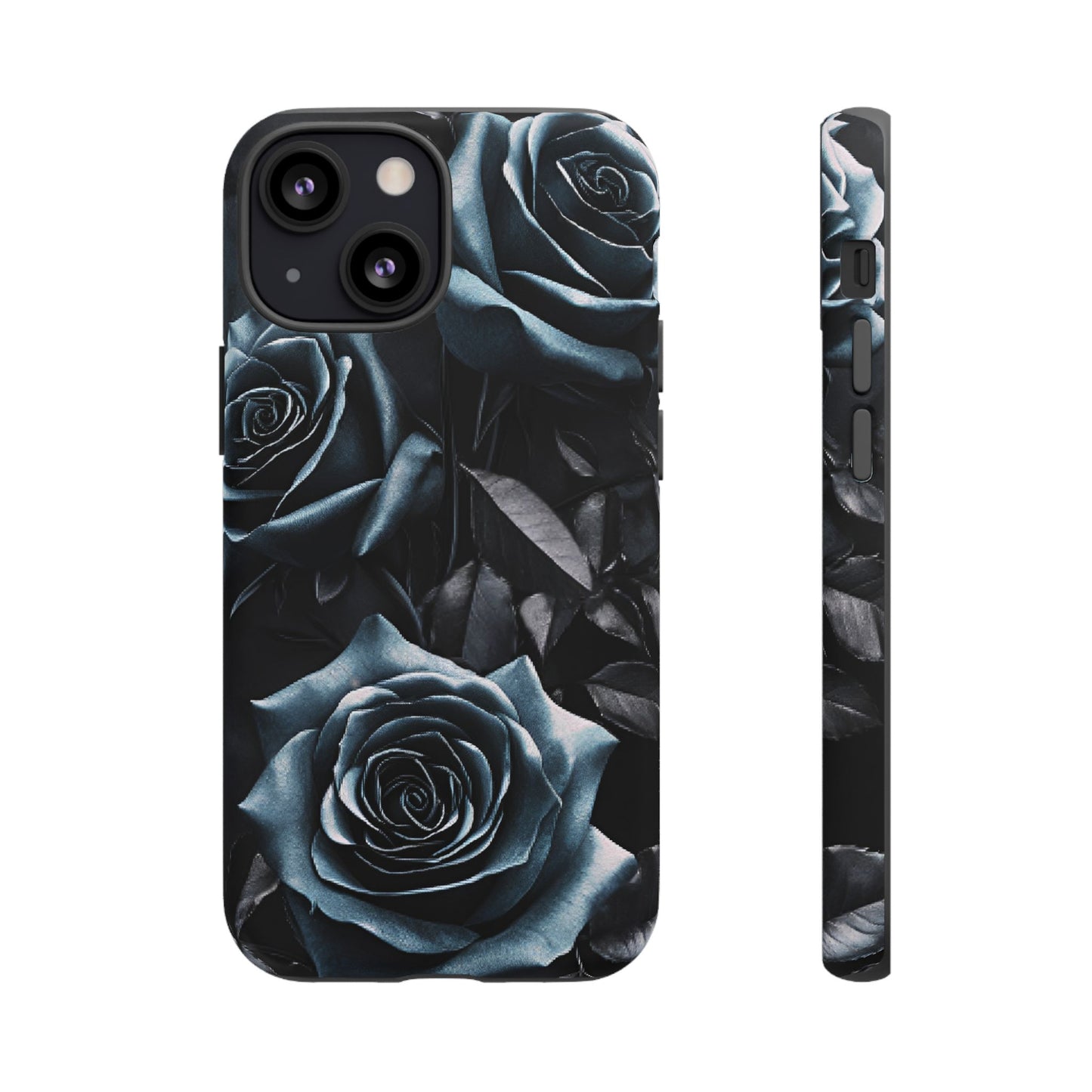 Black and Blue Roses Phone Case - Dark and Moody Gothic Flower Phone Cases for iPhone 16 15 14 13 12 11, Samsung Galaxy & Google Pixel