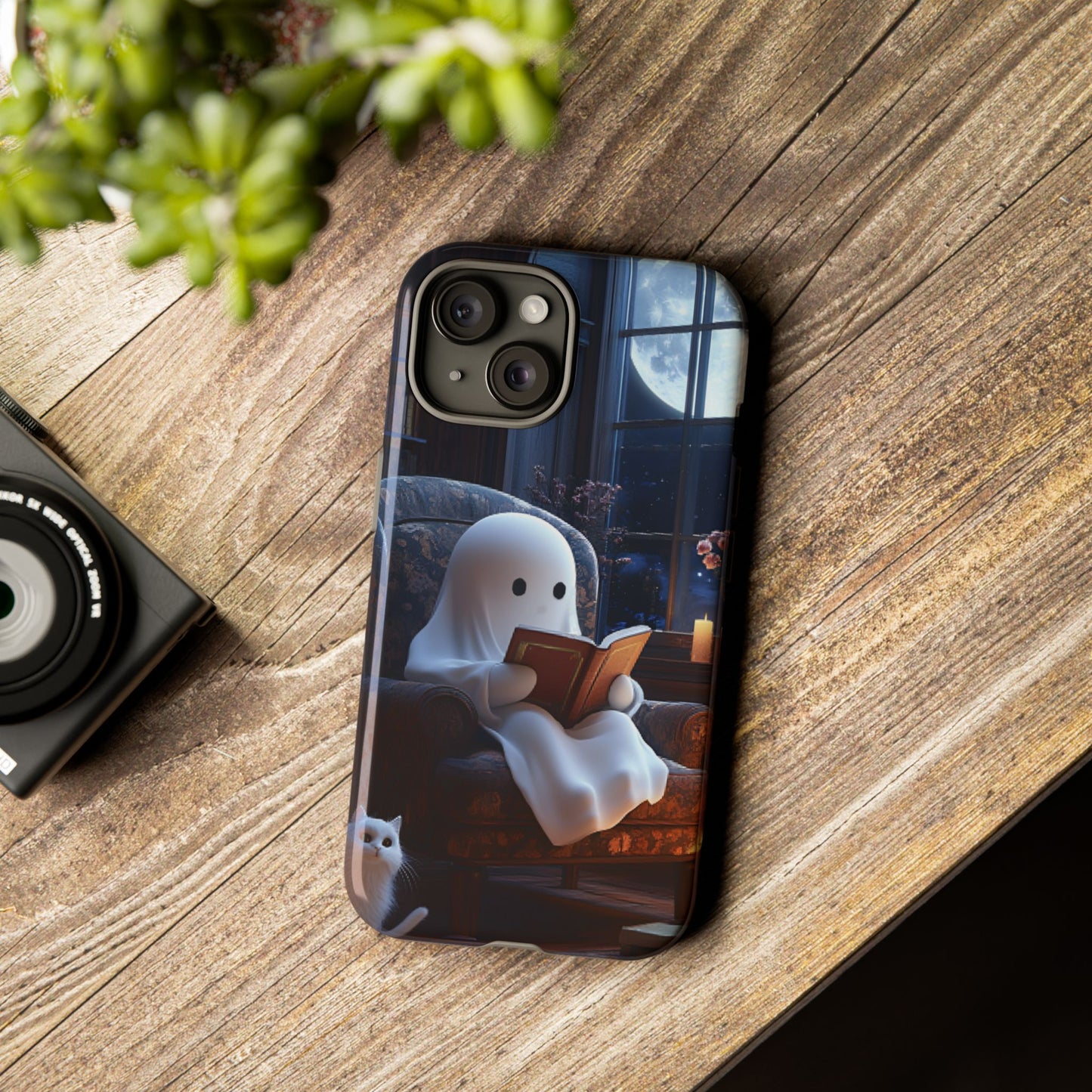 Ghost Reading Book Phone Case - Bookish Halloween Phone Cases for iPhone 16 15 14 13 12 11, Samsung Galaxy & Google Pixel