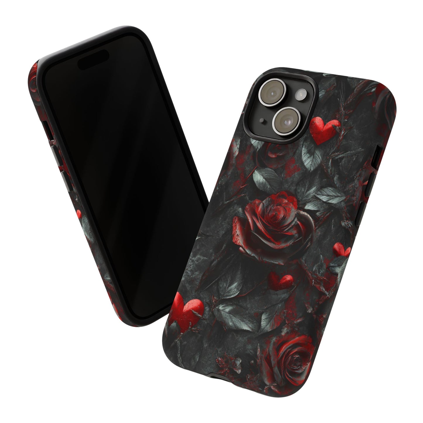 Gothic Valentine Phone Case - Dark Romance Roses and Hearts - iPhone 16 15 14 13 12 11, Samsung Galaxy & Google Pixel Phone Covers