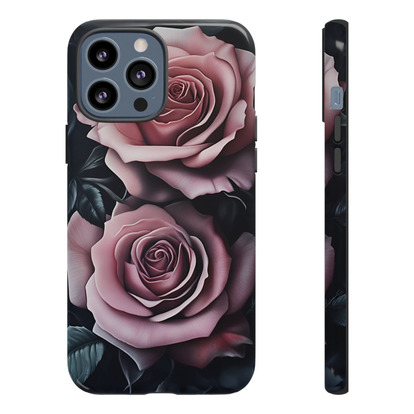 Pastel Goth Roses Phone Case - Gothic Black and Pink Flowers Phone Cases - iPhone 16 15 14 13 12 11, Samsung Galaxy & Google Pixel Phone Covers