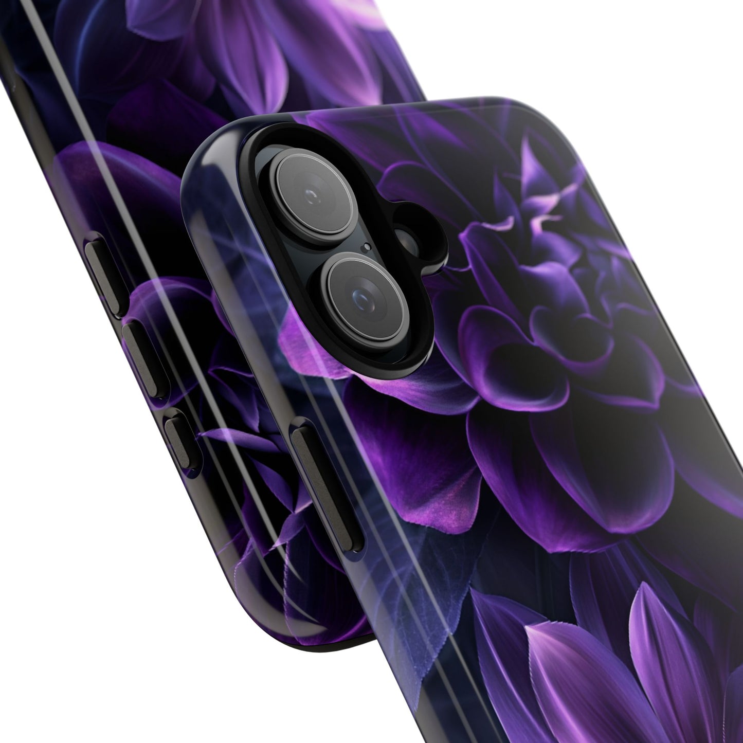 Black and Purple Flowers Phone Case - Dark Gothic Bloom Phone Cases for iPhone 16 15 14 13 12 11, Samsung Galaxy & Google Pixel