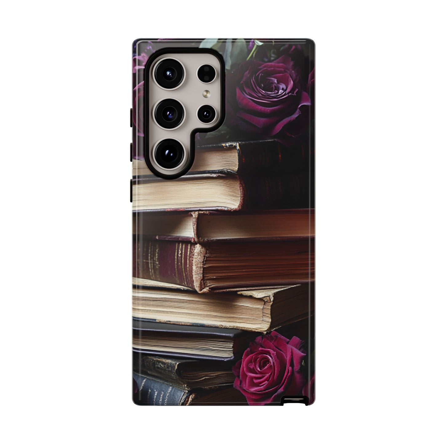 Books and Roses Phone Case - Bookish Dark Academia Phone Cover - iPhone 16 15 14 13 12 11, Samsung Galaxy & Google Pixel Phone Covers