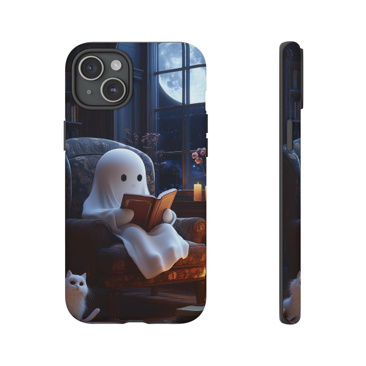 Ghost Reading Book Phone Case - Bookish Halloween Phone Cases for iPhone 16 15 14 13 12 11, Samsung Galaxy & Google Pixel