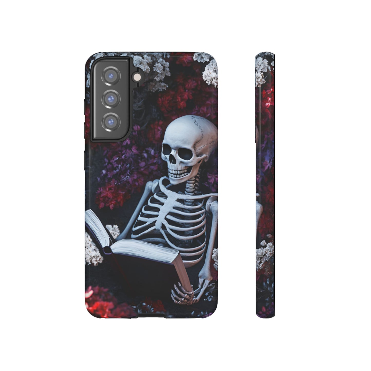 Skeleton Reading Book Phone Case - Bookish Halloween Phone Cases for iPhone 16 15 14 13 12 11, Samsung Galaxy & Google Pixel