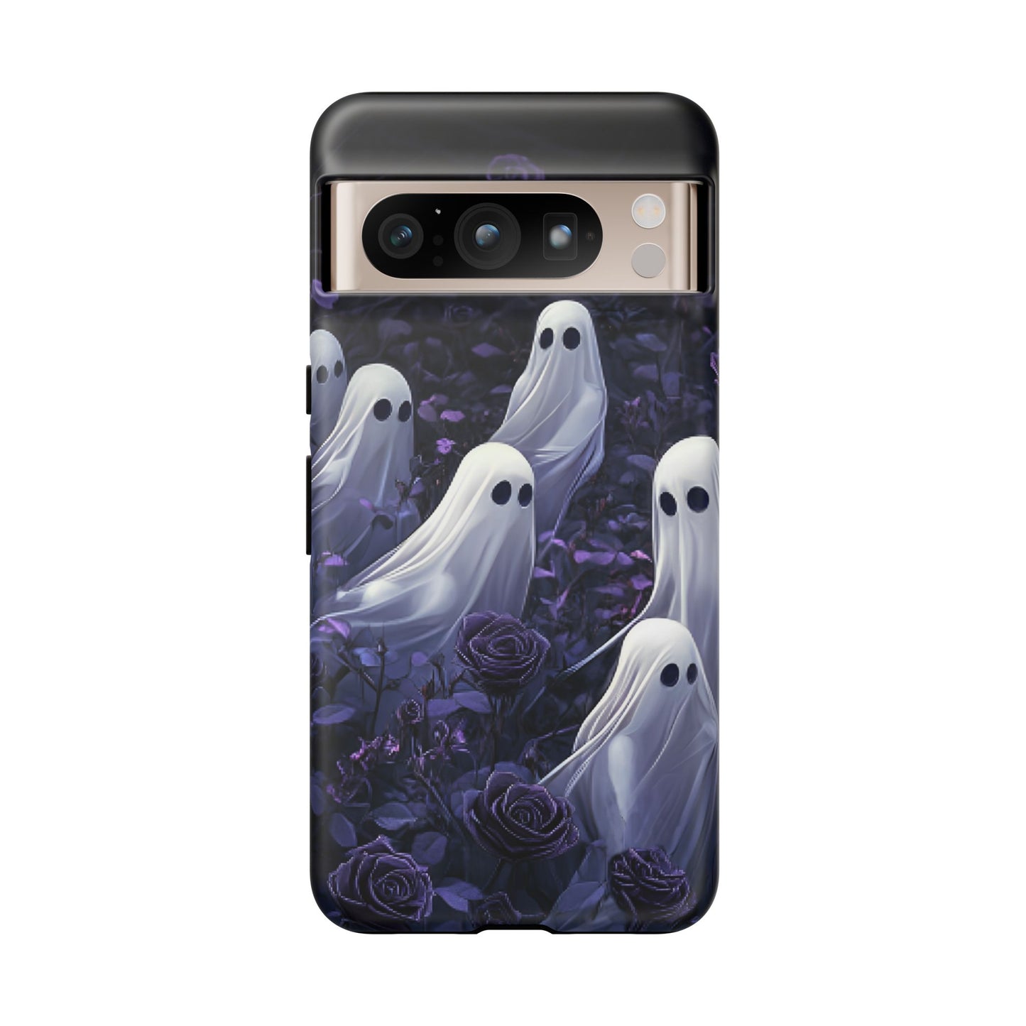 Halloween Phone Case - Ghosts in Purple Rose Garden for iPhone 16 15 14 13 12 11, Samsung Galaxy & Google Pixel Phone Covers