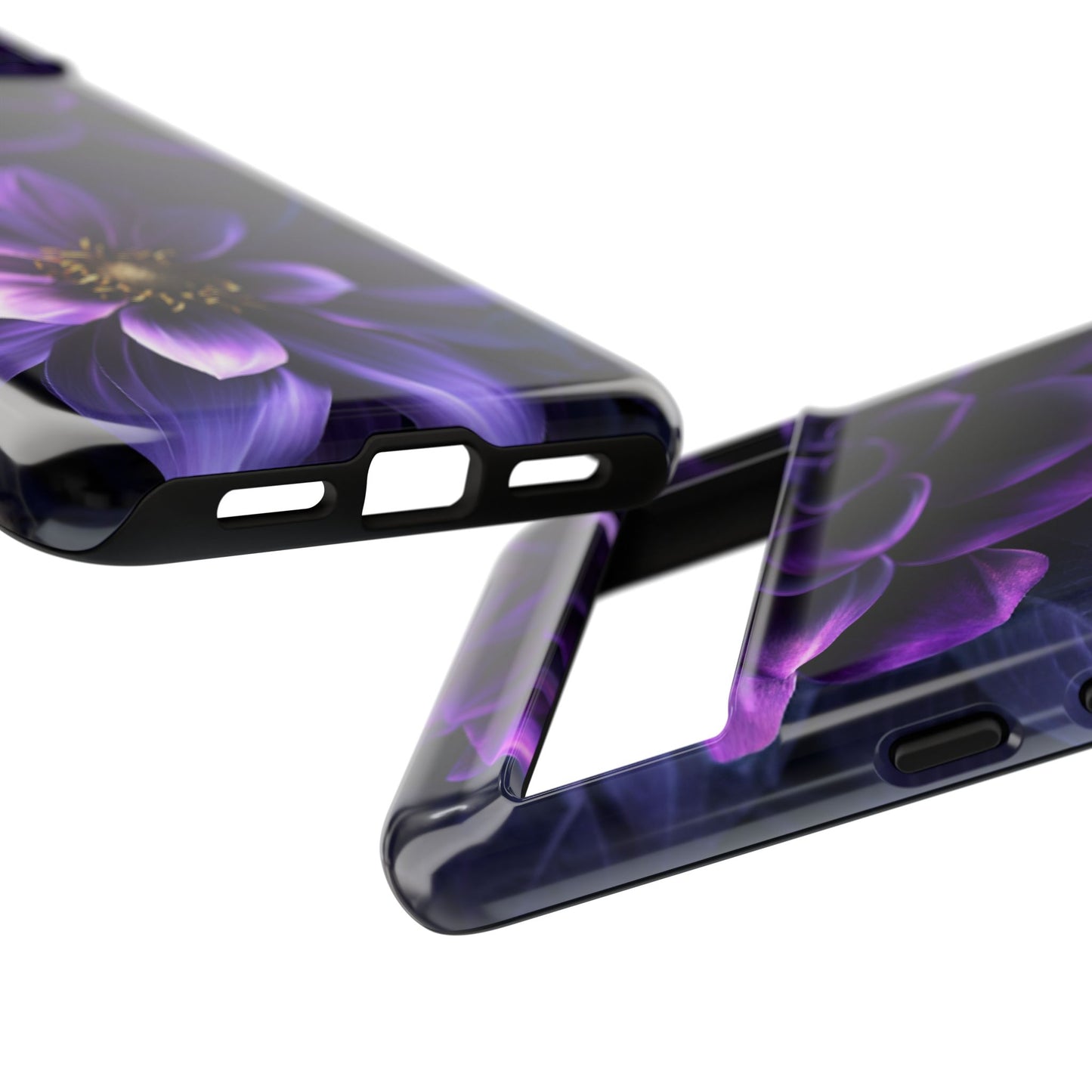 Black and Purple Flowers Phone Case - Dark Gothic Bloom Phone Cases - iPhone 16 15 14 13 12 11, Samsung Galaxy & Google Pixel Phone Covers