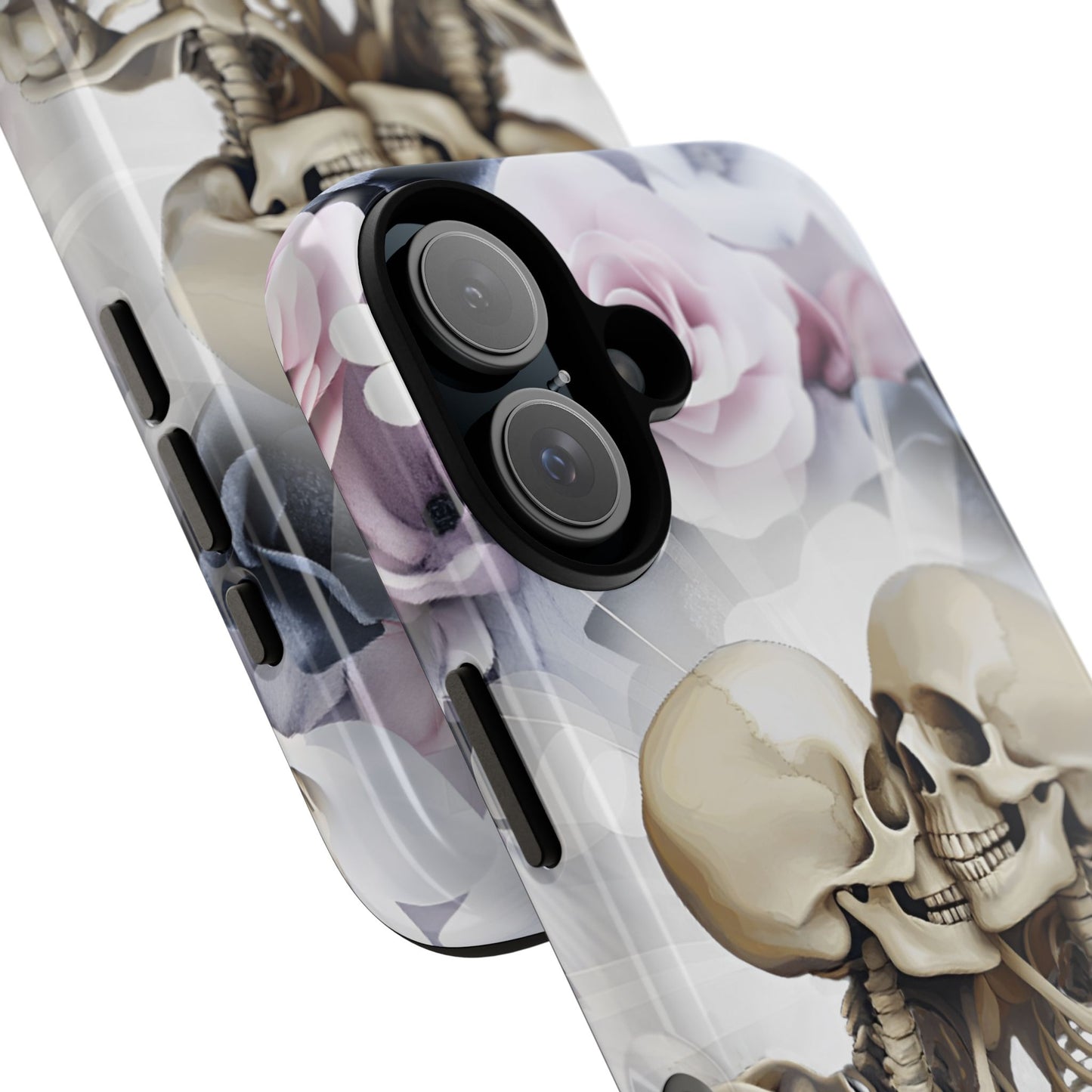 Skeleton Couple Phone Case - Floral Love Halloween Phone Cases for iPhone 16 15 14 13 12 11, Samsung Galaxy & Google Pixel