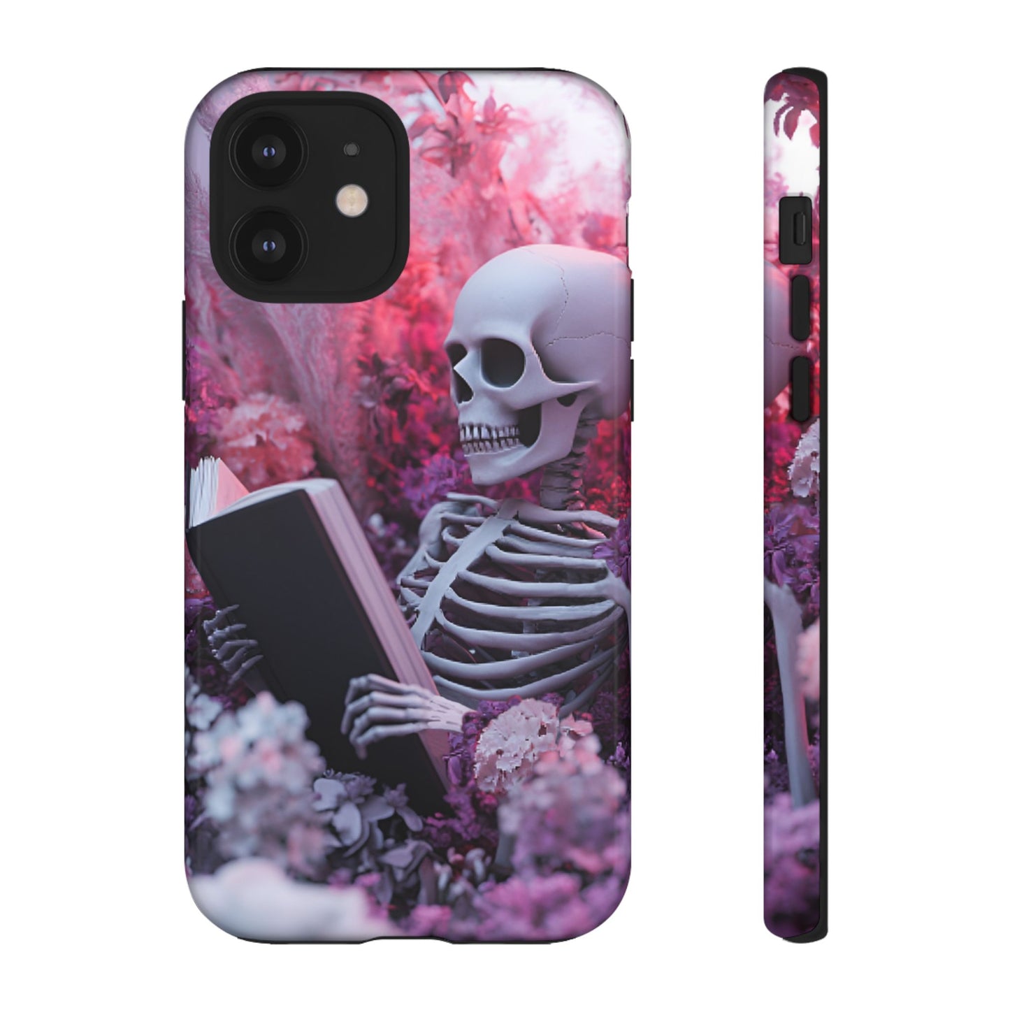 Bookish Skeleton Phone Case - Spooky Floral Halloween Phone Cases - Phone 16 15 14 13 12 11, Samsung Galaxy & Google Pixel Phone Covers