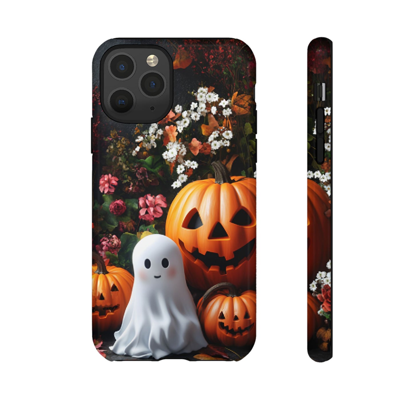 Halloween Phone Case with Cute Ghost and Pumpkins for iPhone 16 15 14 13 12 11, Samsung Galaxy & Google Pixel