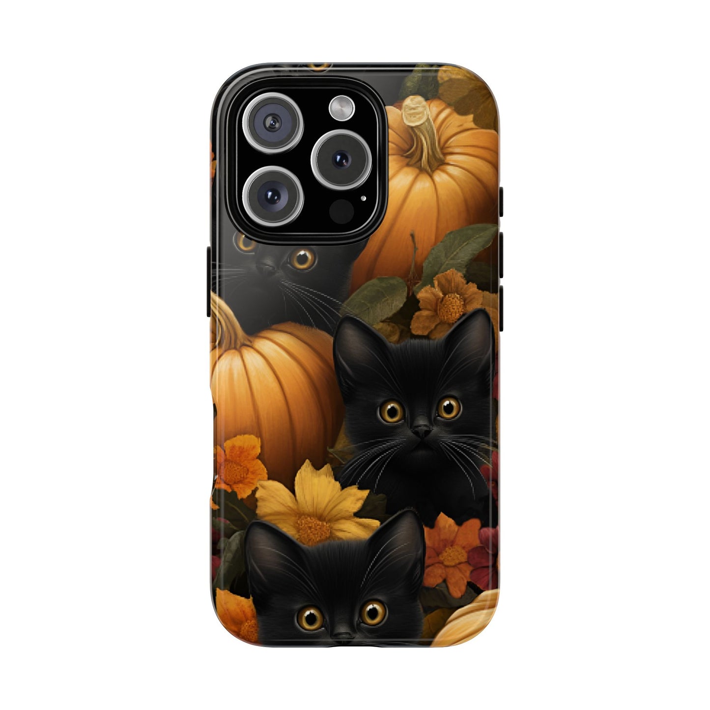 Black Cats and Pumpkins Phone Case - Cute Halloween Phone Cases for iPhone 16 15 14 13 12 11, Samsung Galaxy & Google Pixel