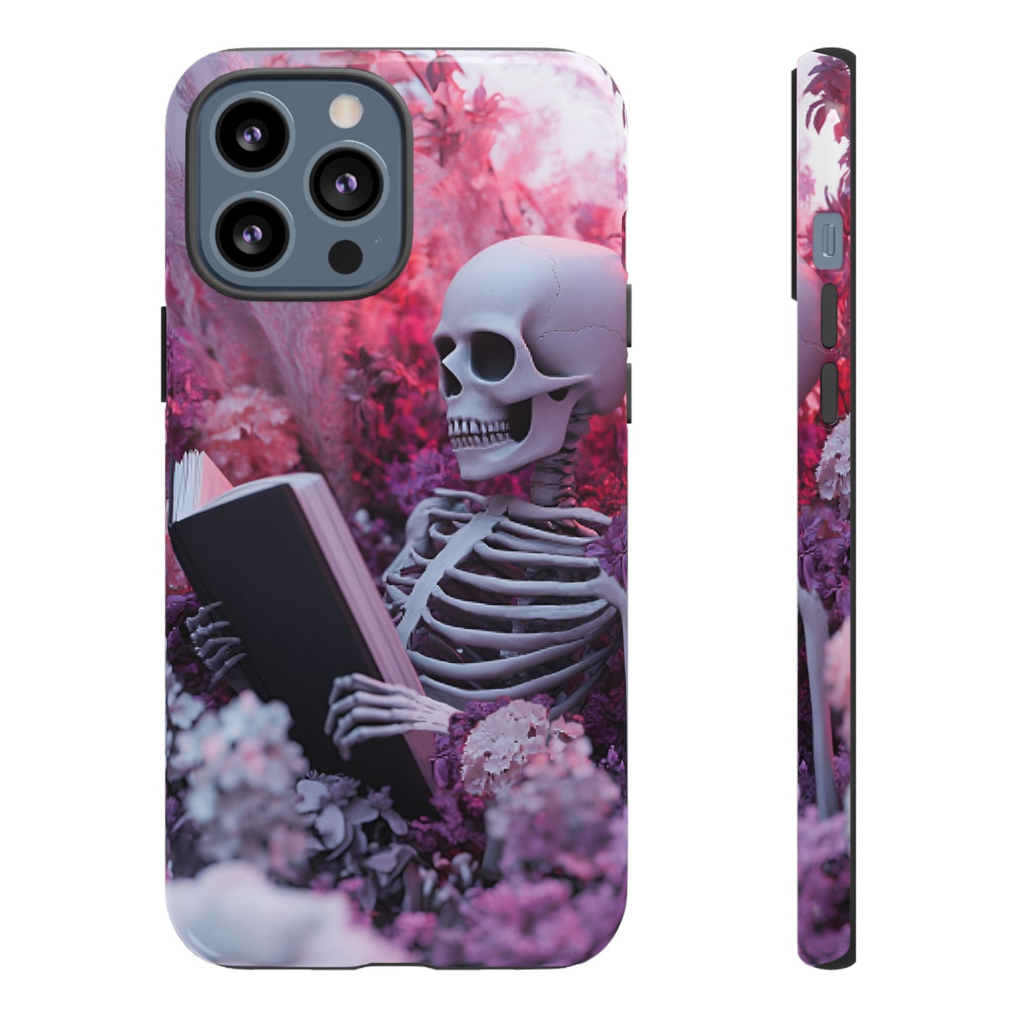 Bookish Skeleton Phone Case - Spooky Floral Halloween Phone Cases for Phone 16 15 14 13 12 11, Samsung Galaxy & Google Pixel