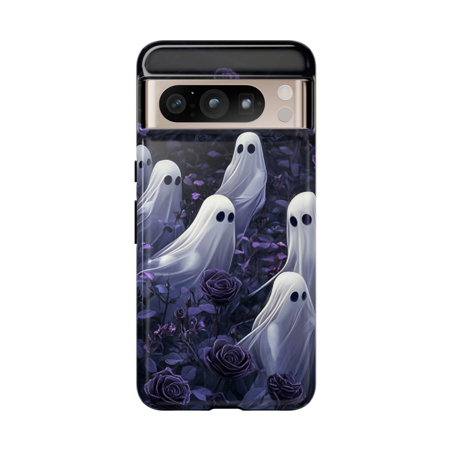 Halloween Phone Case - Ghosts in Purple Rose Garden for iPhone 16 15 14 13 12 11, Samsung Galaxy & Google Pixel Phone Covers