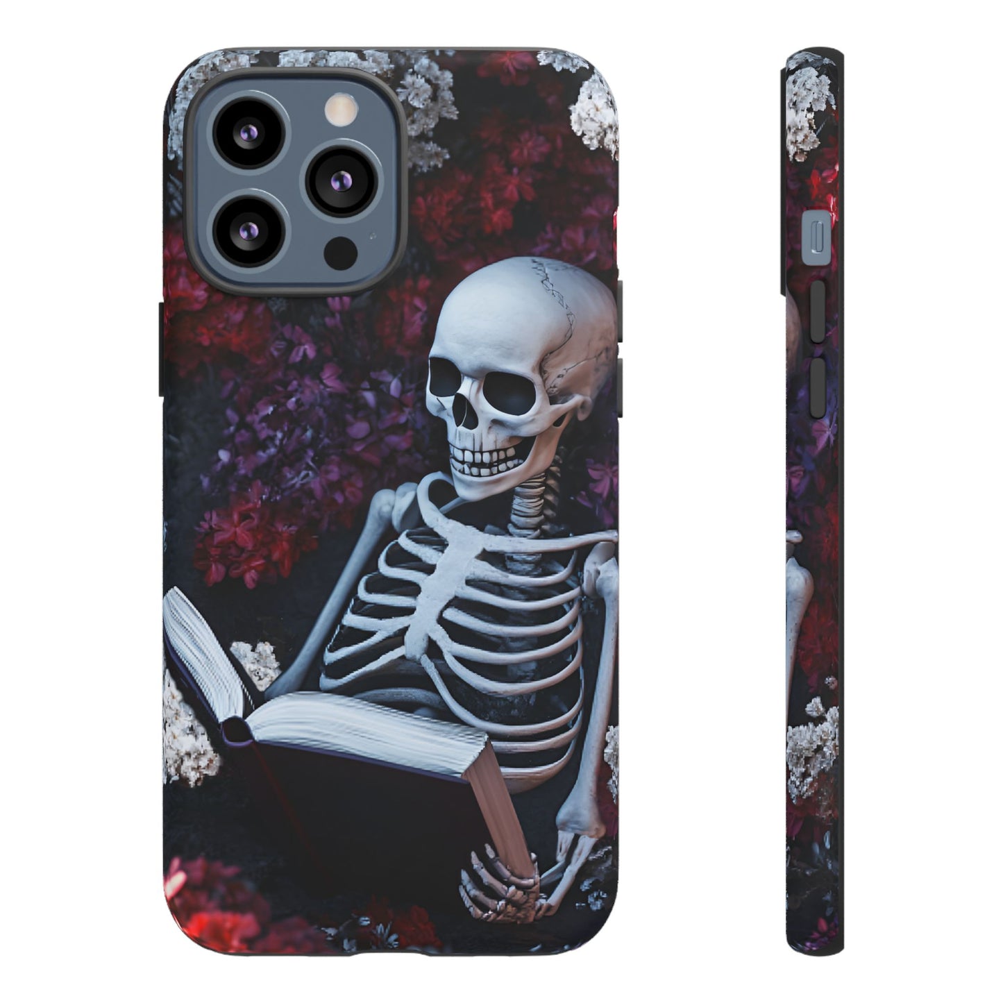 Skeleton Reading Book Phone Case - Bookish Halloween Phone Cases - iPhone 16 15 14 13 12 11, Samsung Galaxy & Google Pixel Phone Covers