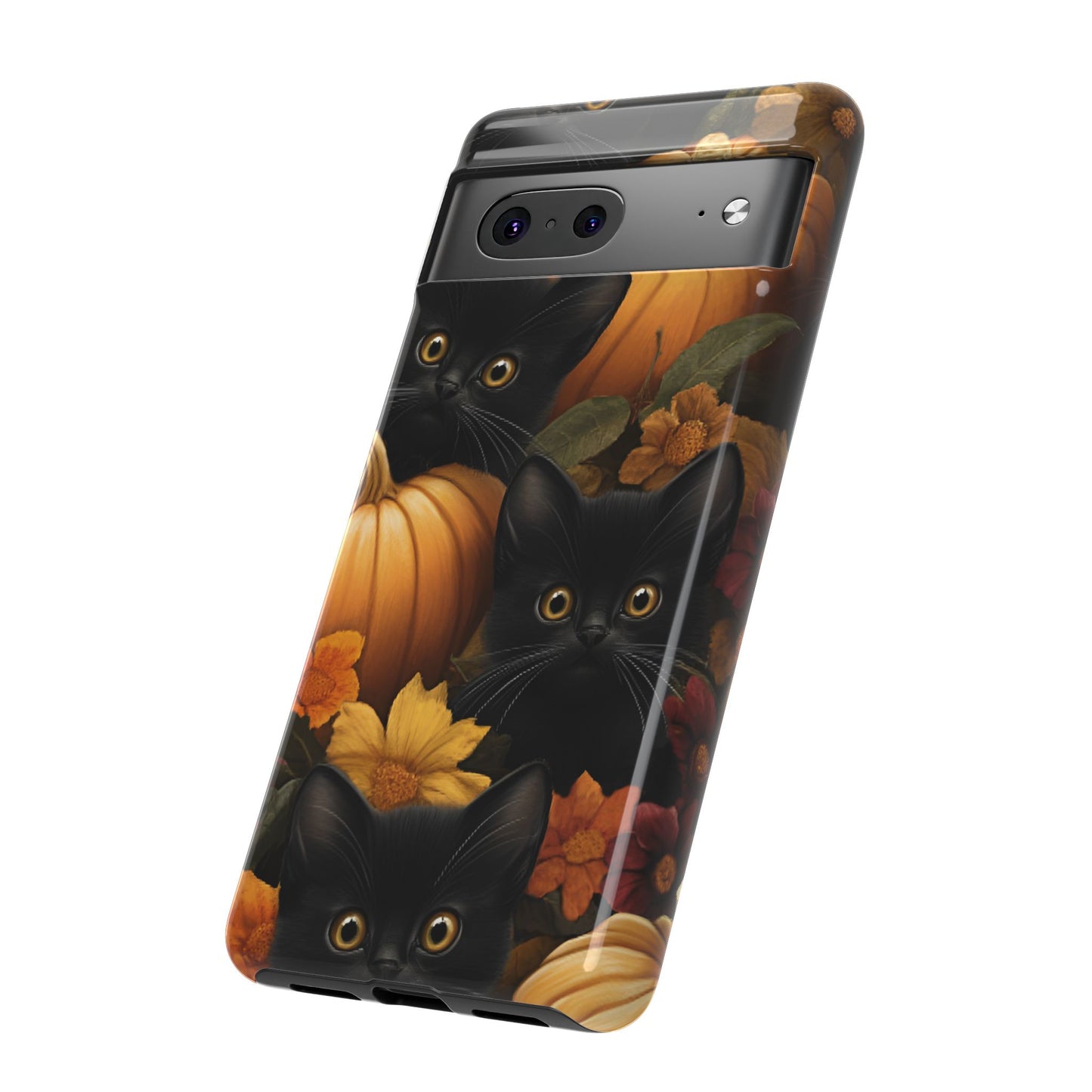 Black Cats and Pumpkins Phone Case - Cute Halloween Phone Cases for iPhone 16 15 14 13 12 11, Samsung Galaxy & Google Pixel