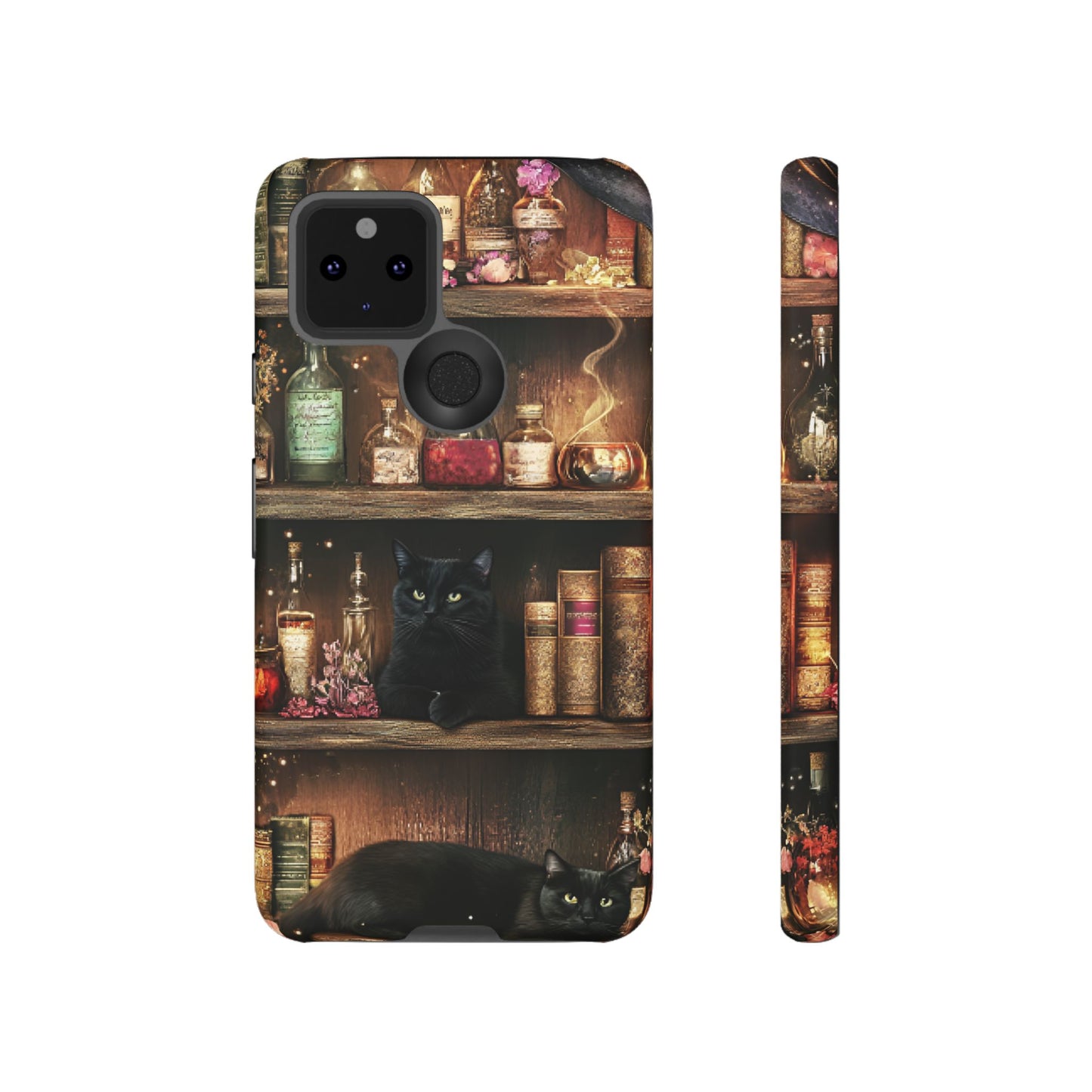 Witch Bookshelf Phone Case - Witchy Books Potions and Black Cats for iPhone 16 15 14 13 12 11, Samsung Galaxy & Google Pixel