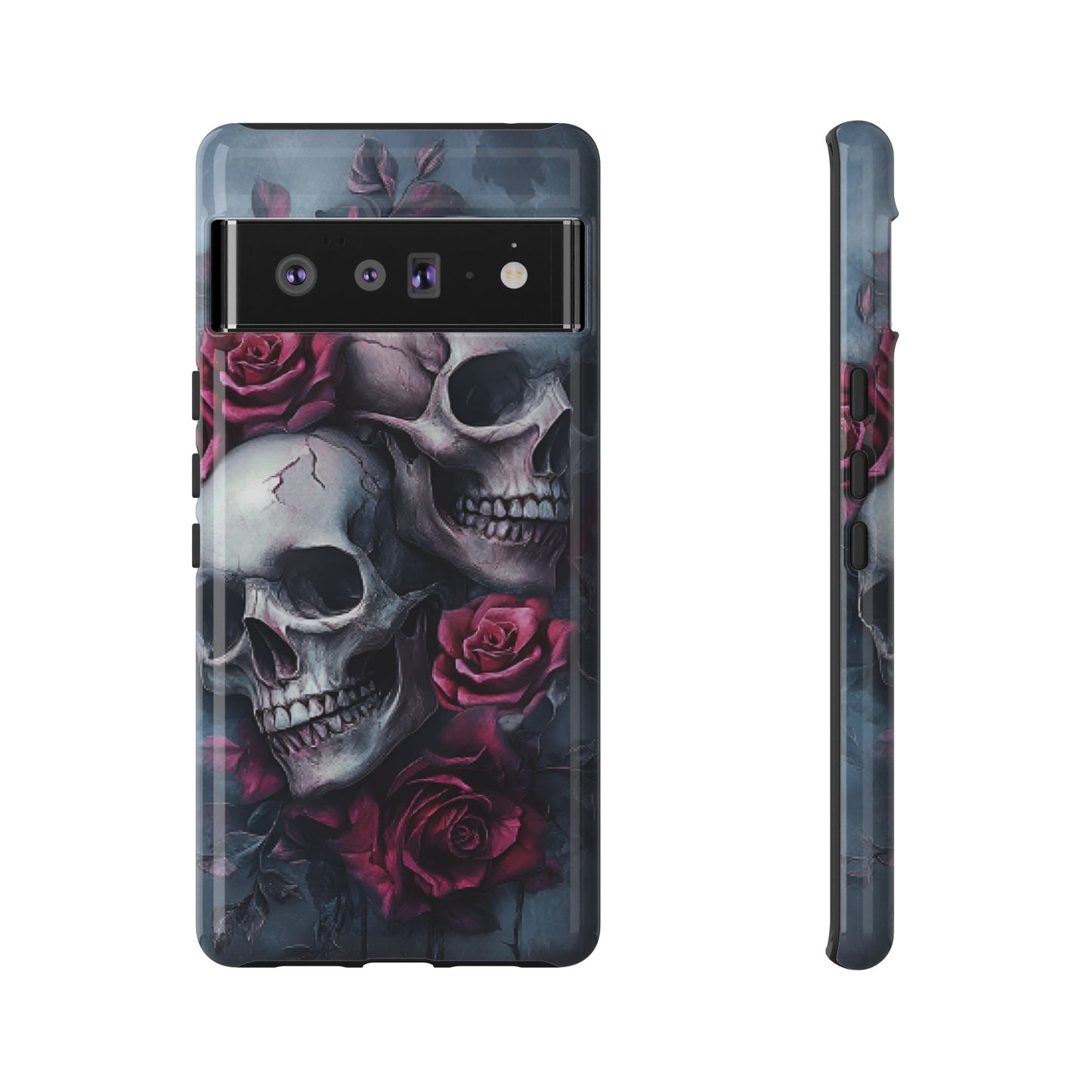 Skulls and Roses Phone Case - Gothic Dark Romance Phone Cases for iPhone 16 15 14 13 12 11, Samsung Galaxy & Google Pixel