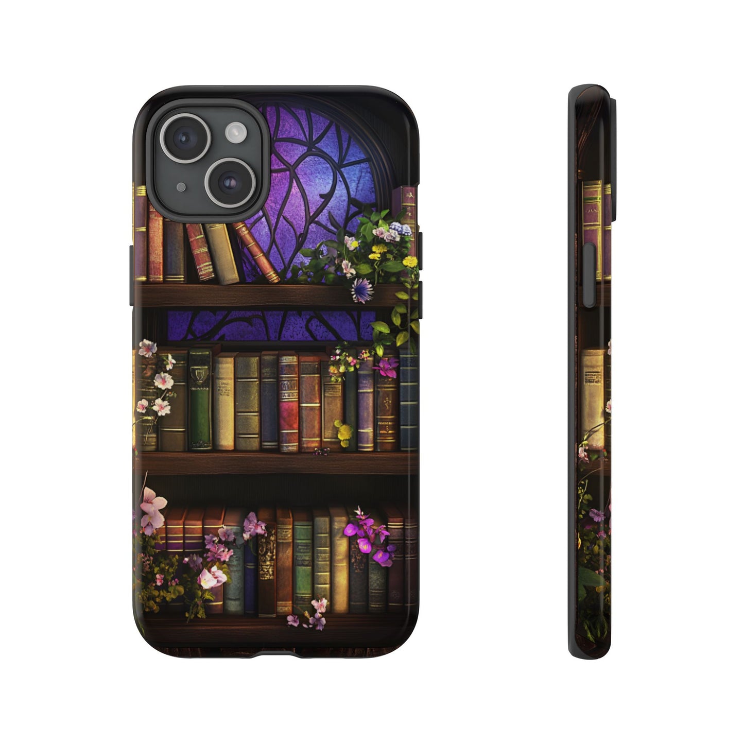 Bookshelf Phone Case - Dark Academia Stained Glass Phone Cases for iPhone 16 15 14 13 12 11, Samsung Galaxy & Google Pixel