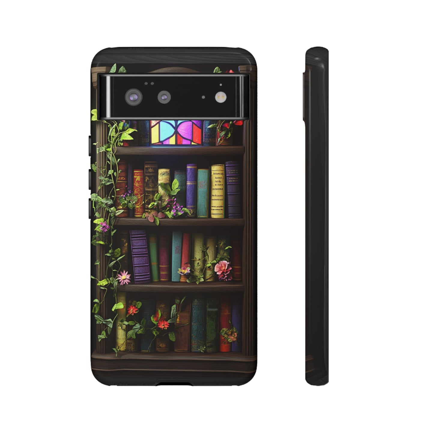 Bookshelf and Stained Glass Window Phone Case - Book Lover Phone Cases - iPhone 16 15 14 13 12 11, Samsung Galaxy & Google Pixel Phone Covers