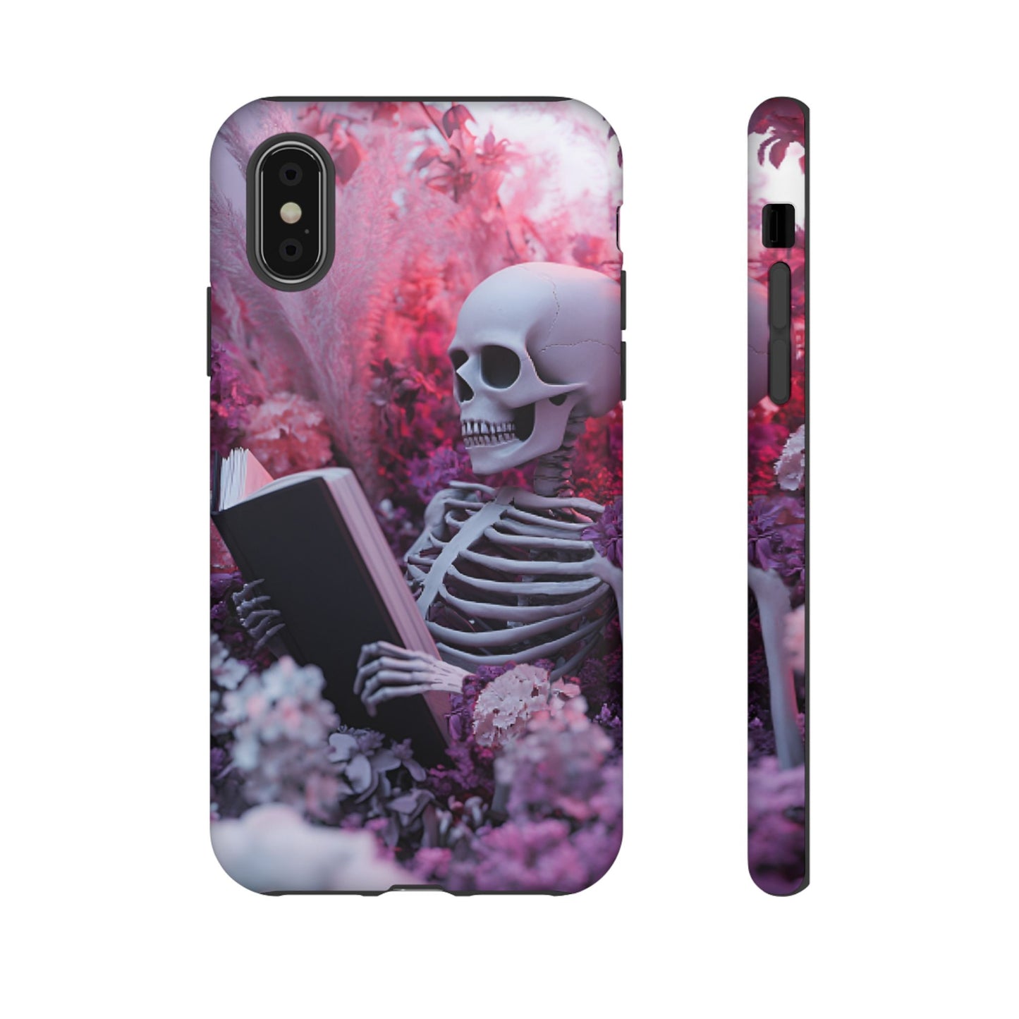 Bookish Skeleton Phone Case - Spooky Floral Halloween Phone Cases - Phone 16 15 14 13 12 11, Samsung Galaxy & Google Pixel Phone Covers - Boo and Bewear