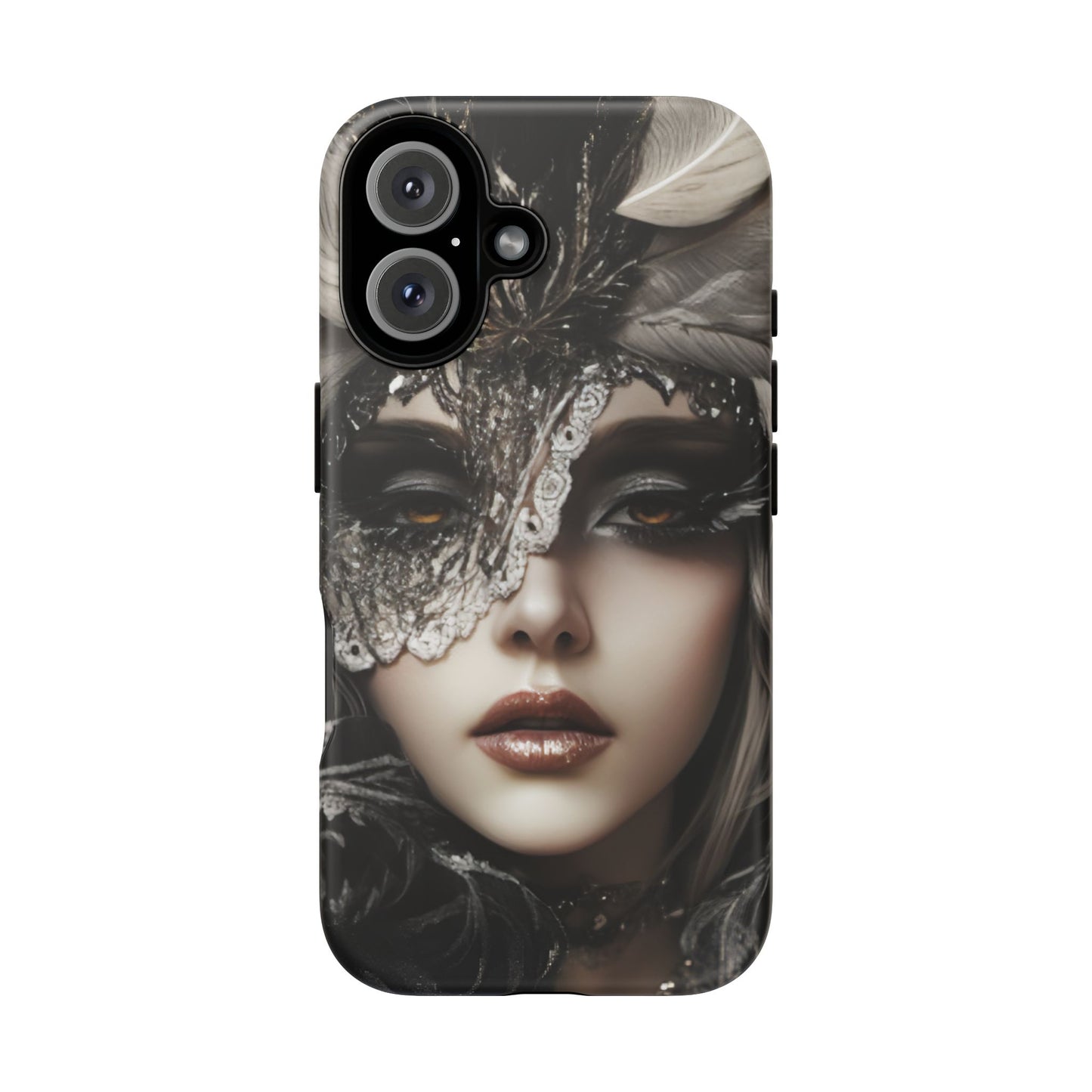 Goth Phone Case with Aesthetic Woman - iPhone 16 15 14 13 12 11, Samsung Galaxy & Google Pixel Phone Covers