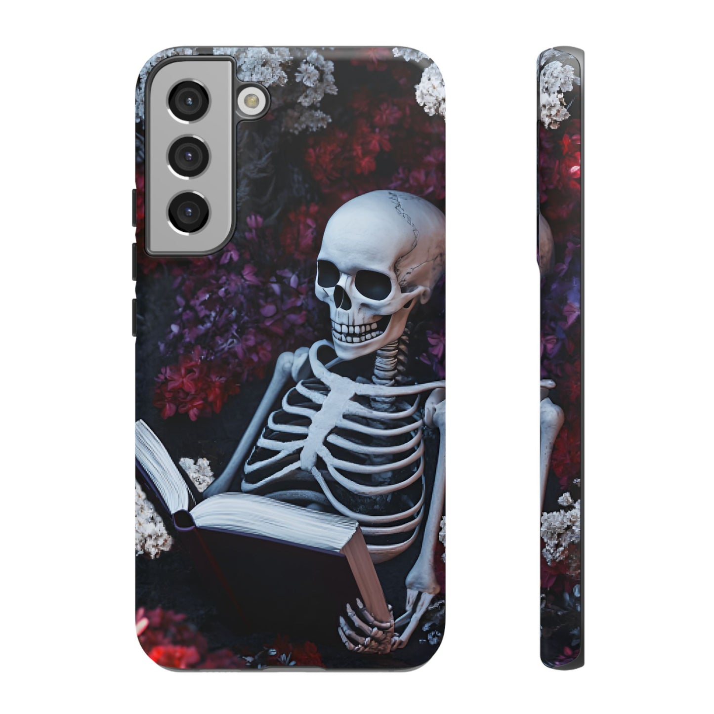 Skeleton Reading Book Phone Case - Bookish Halloween Phone Cases for iPhone 16 15 14 13 12 11, Samsung Galaxy & Google Pixel