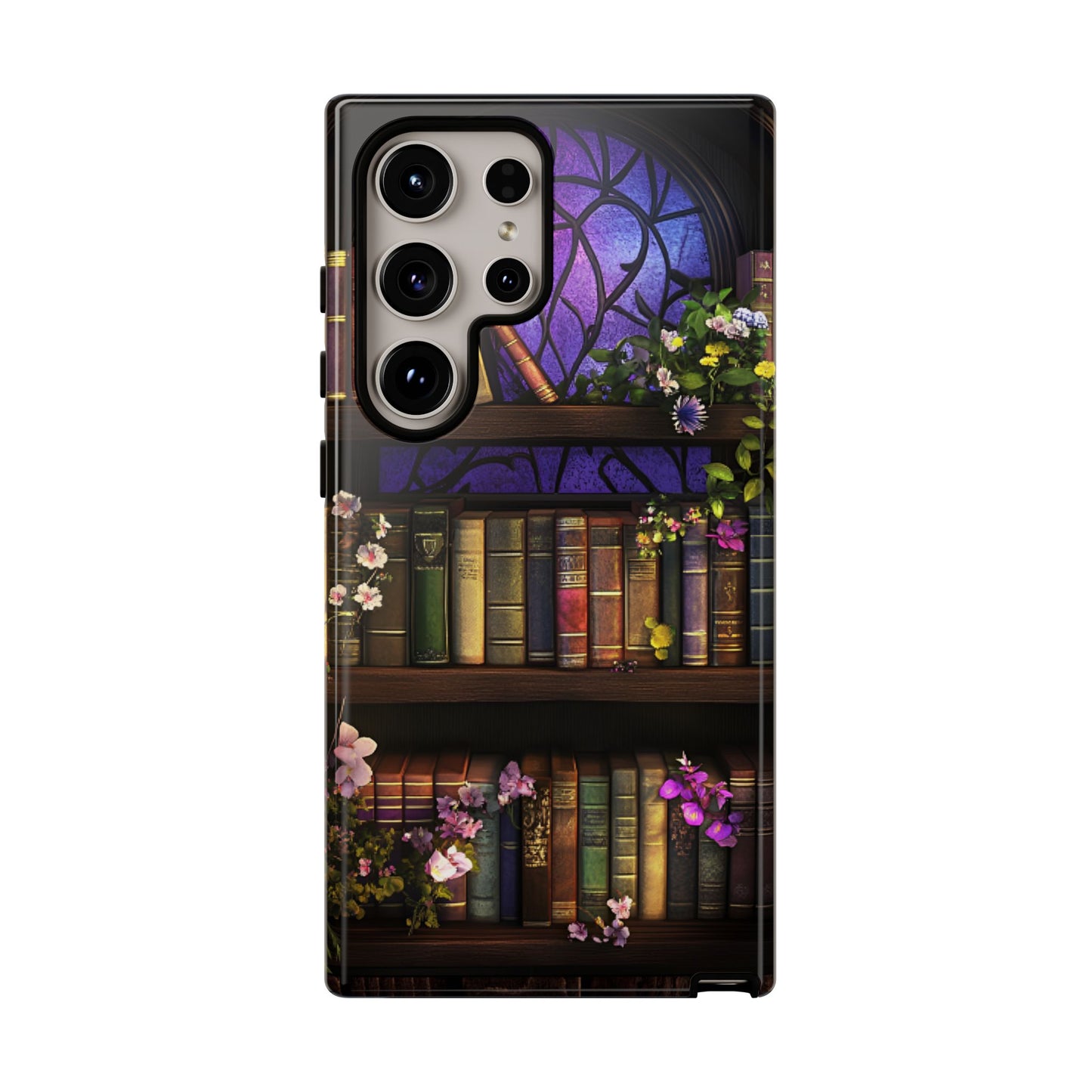 Bookshelf Phone Case - Dark Academia Stained Glass Phone Cases - iPhone 16 15 14 13 12 11, Samsung Galaxy & Google Pixel Phone Covers