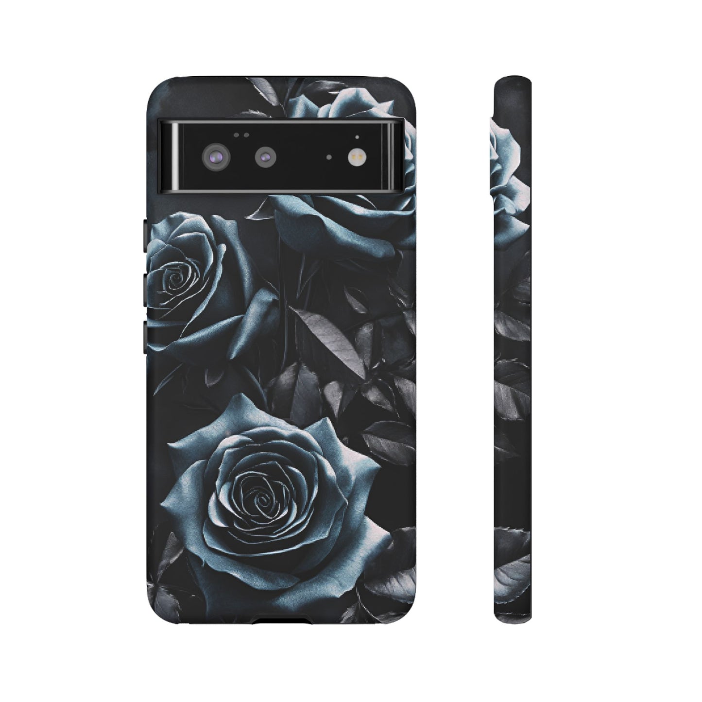 Black and Blue Roses Phone Case - Dark and Moody Gothic Flower Phone Cases - iPhone 16 15 14 13 12 11, Samsung Galaxy & Google Pixel Phone Covers