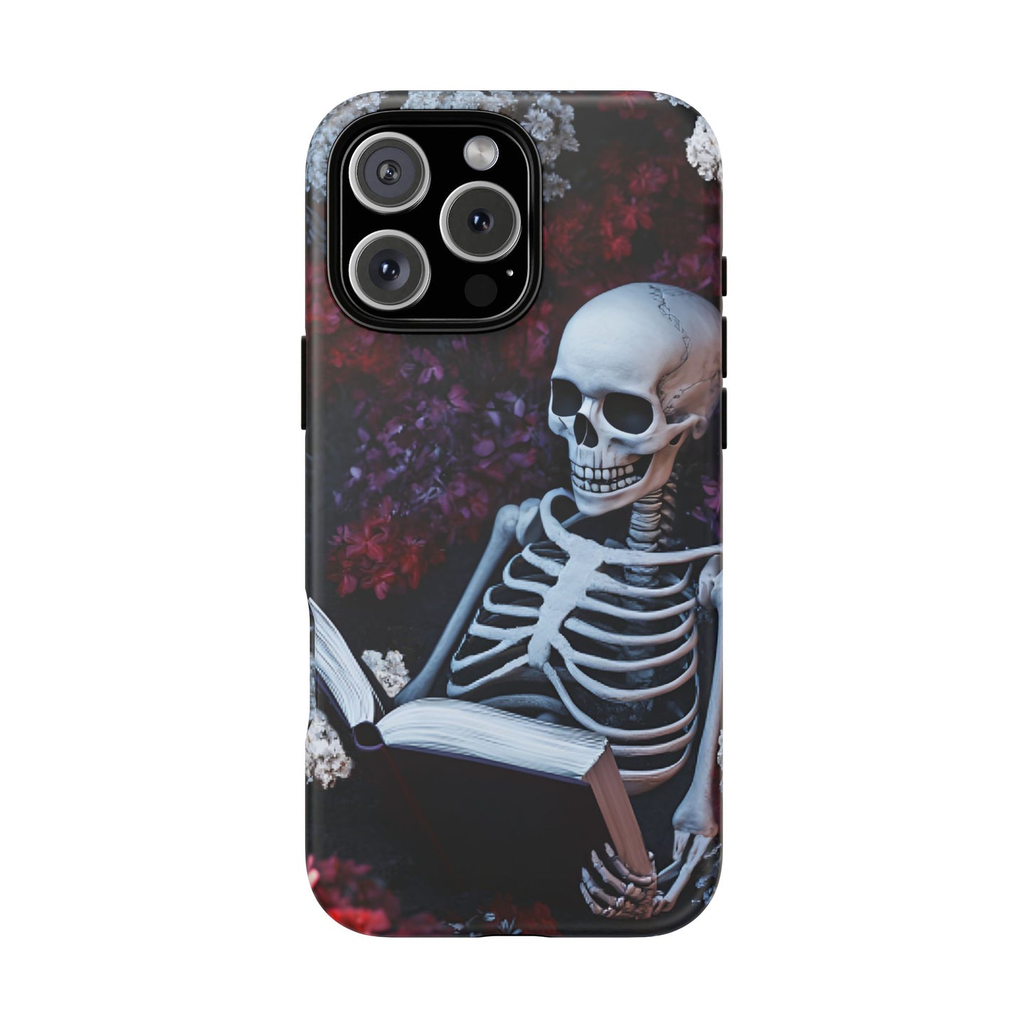 Skeleton Reading Book Phone Case - Bookish Halloween Phone Cases - iPhone 16 15 14 13 12 11, Samsung Galaxy & Google Pixel Phone Covers