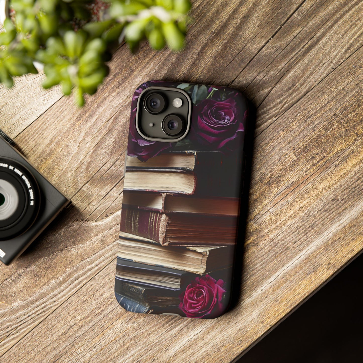 Books and Roses Phone Case - Bookish Dark Academia Phone Cover - iPhone 16 15 14 13 12 11, Samsung Galaxy & Google Pixel Phone Covers