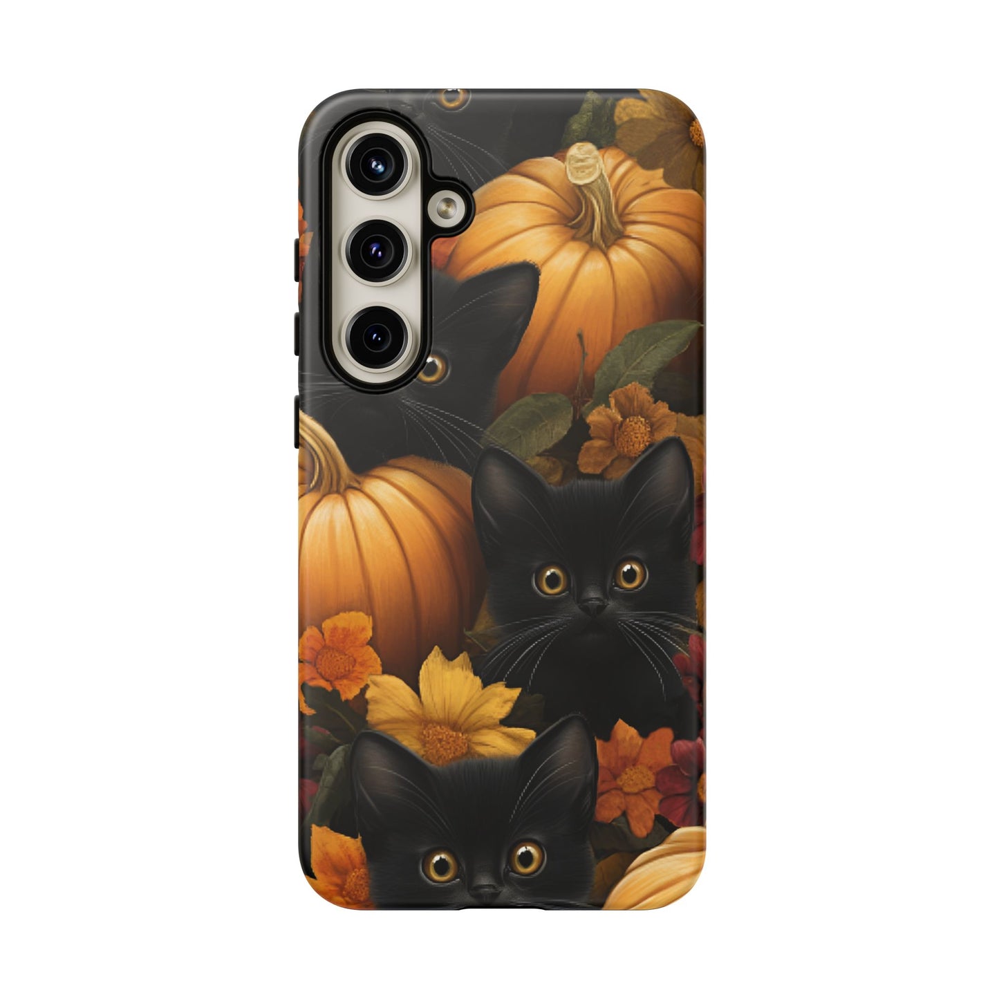 Black Cats and Pumpkins Phone Case - Cute Halloween Phone Cases for iPhone 16 15 14 13 12 11, Samsung Galaxy & Google Pixel