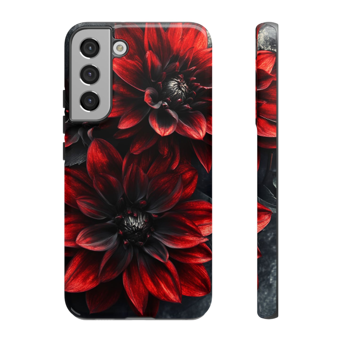 Black and Red Flower Phone Case - Gothic Dark Floral Phone Cases - iPhone 16 15 14 13 12 11, Samsung Galaxy & Google Pixel Phone Covers